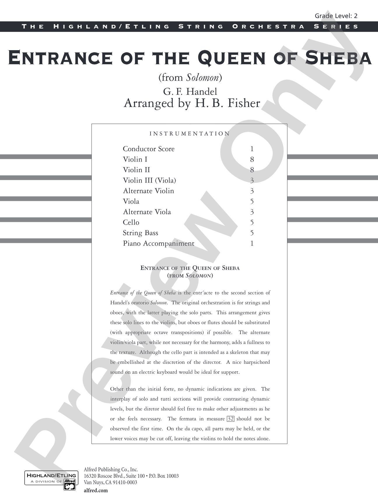 Entrance of the Queen of Sheba: String Orchestra Conductor Score & Parts