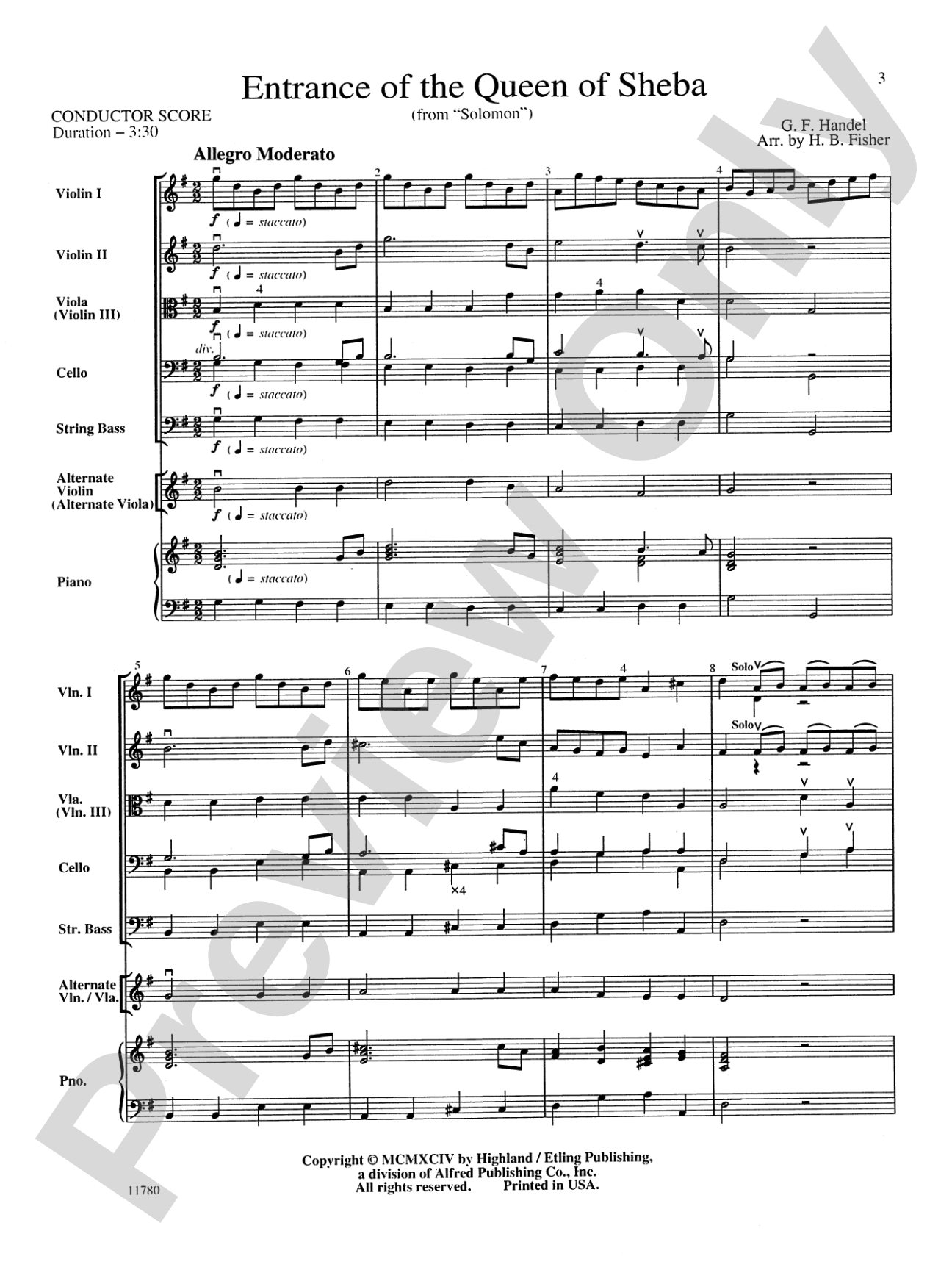 Entrance of the Queen of Sheba: String Orchestra Conductor Score & Parts