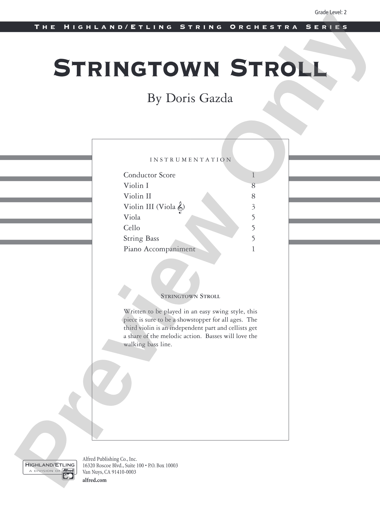 Stringtown Stroll: String Orchestra Conductor Score & Parts