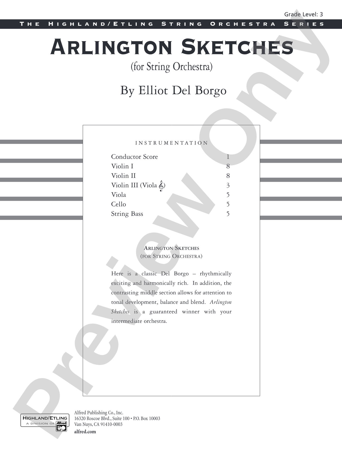 Arlington Sketches: String Orchestra Conductor Score & Parts