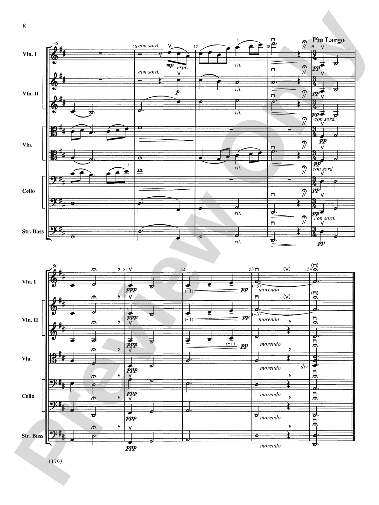 Adieu: String Orchestra Conductor Score & Parts