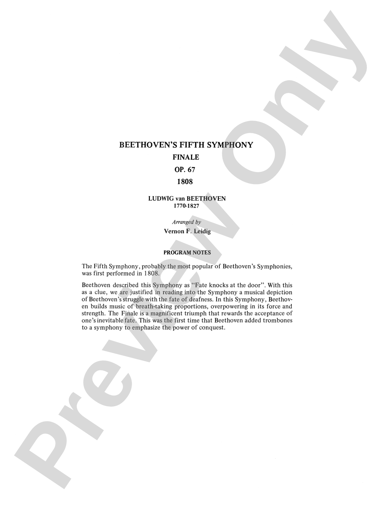 Beethoven's 5th Symphony, Finale: Score