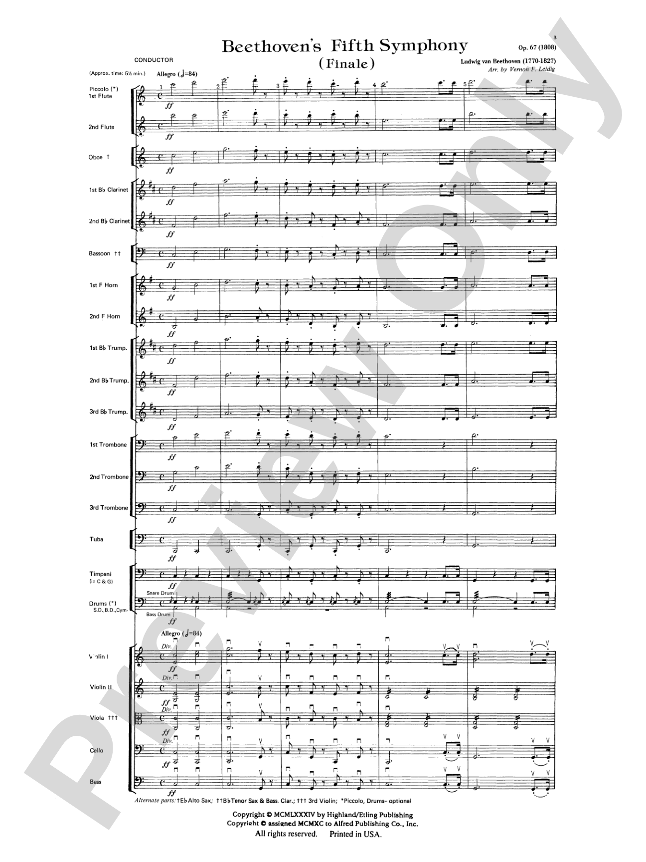 Beethoven's 5th Symphony, Finale: Score