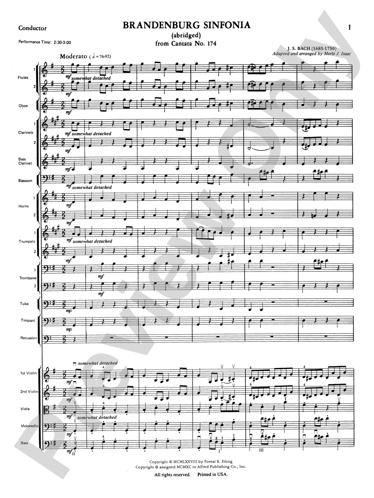 Brandenburg Sinfonia: Full Orchestra Conductor Score & Parts