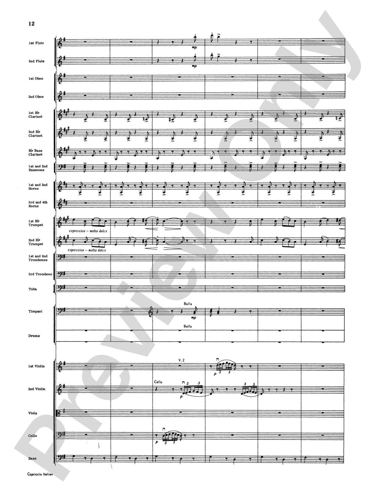 Capriccio Italienne: Full Orchestra Conductor Score & Parts