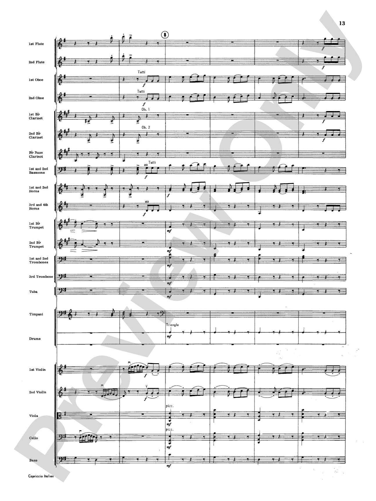 Capriccio Italienne: Full Orchestra Conductor Score & Parts