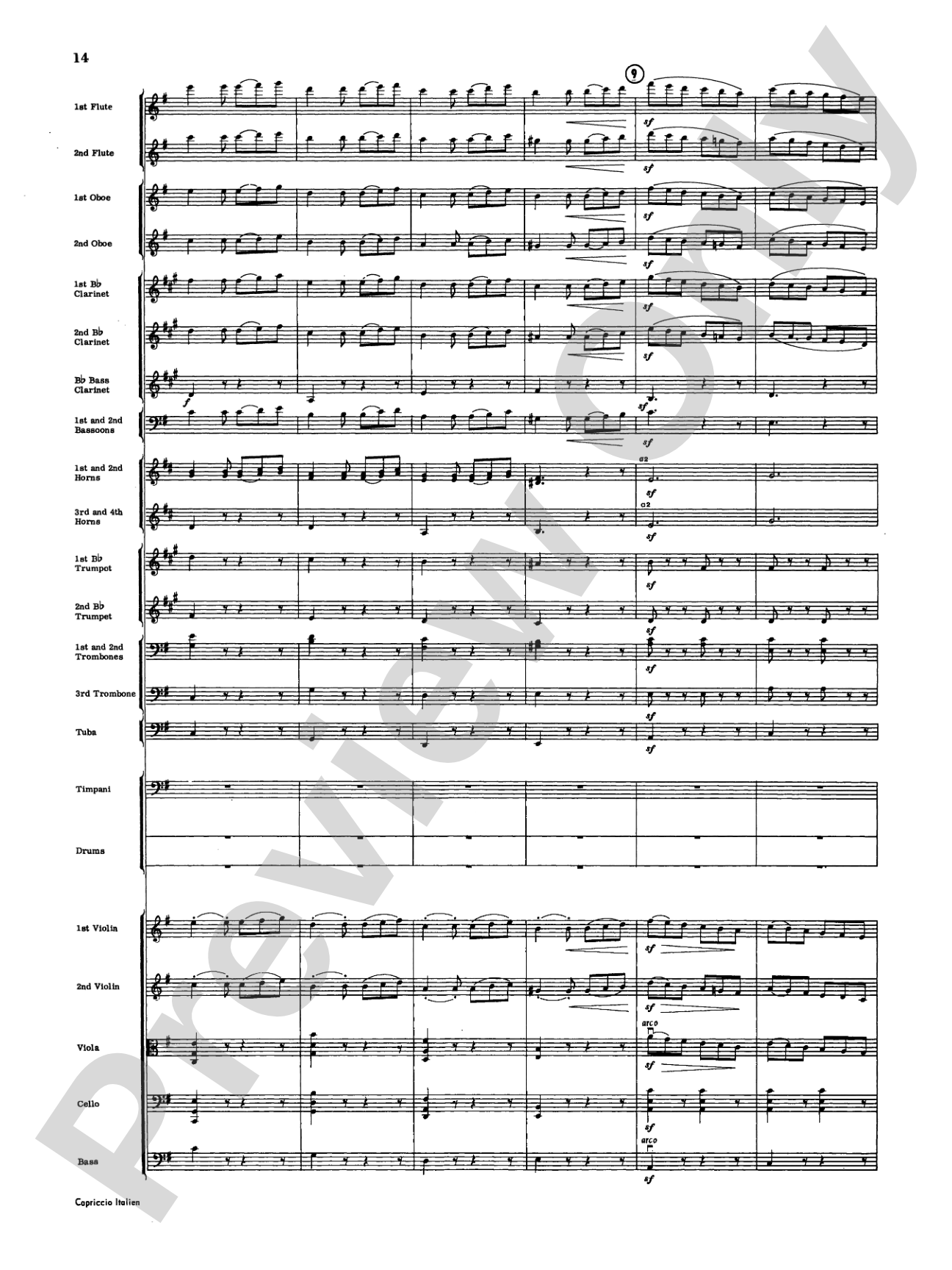 Capriccio Italienne: Full Orchestra Conductor Score & Parts