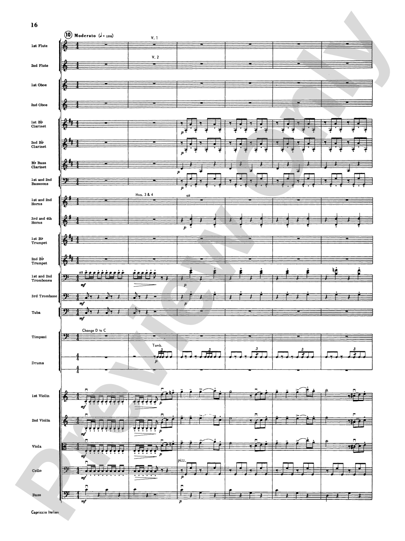 Capriccio Italienne: Full Orchestra Conductor Score & Parts