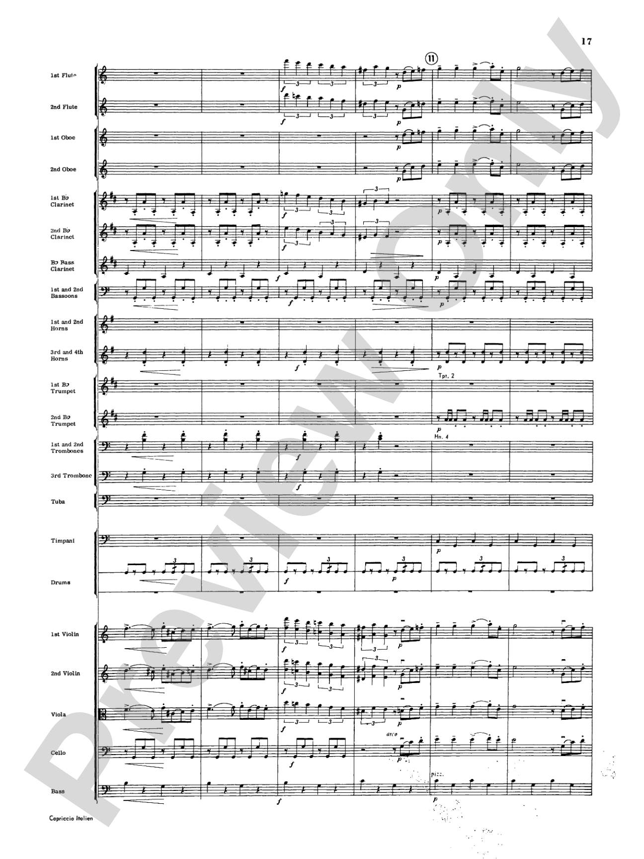 Capriccio Italienne: Full Orchestra Conductor Score & Parts