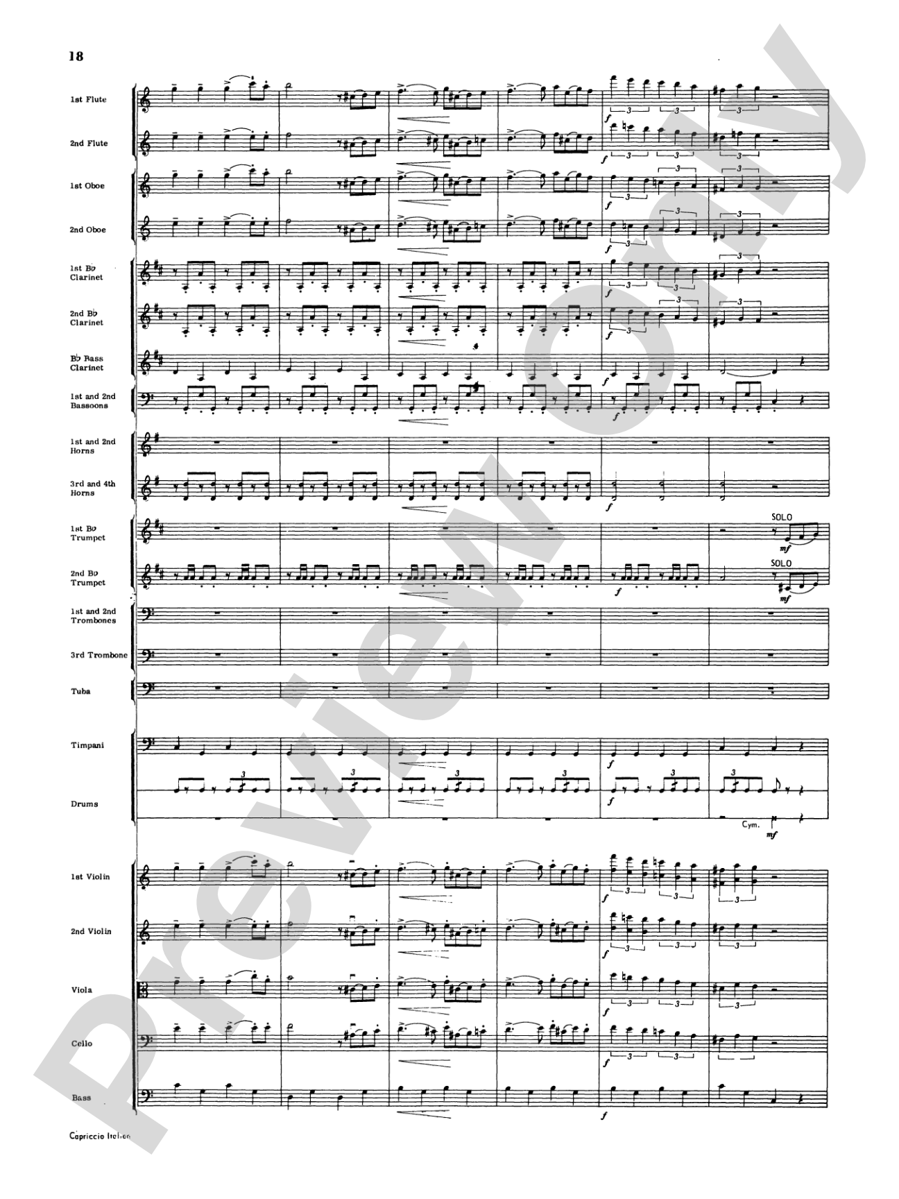 Capriccio Italienne: Full Orchestra Conductor Score & Parts