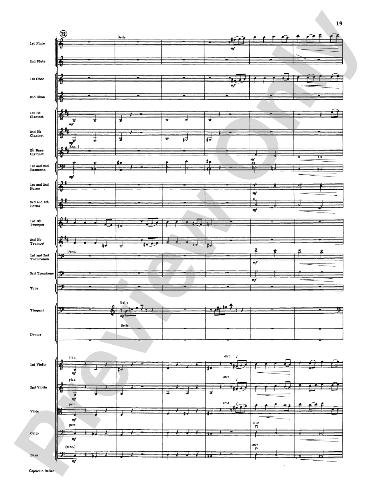 Capriccio Italienne: Full Orchestra Conductor Score & Parts