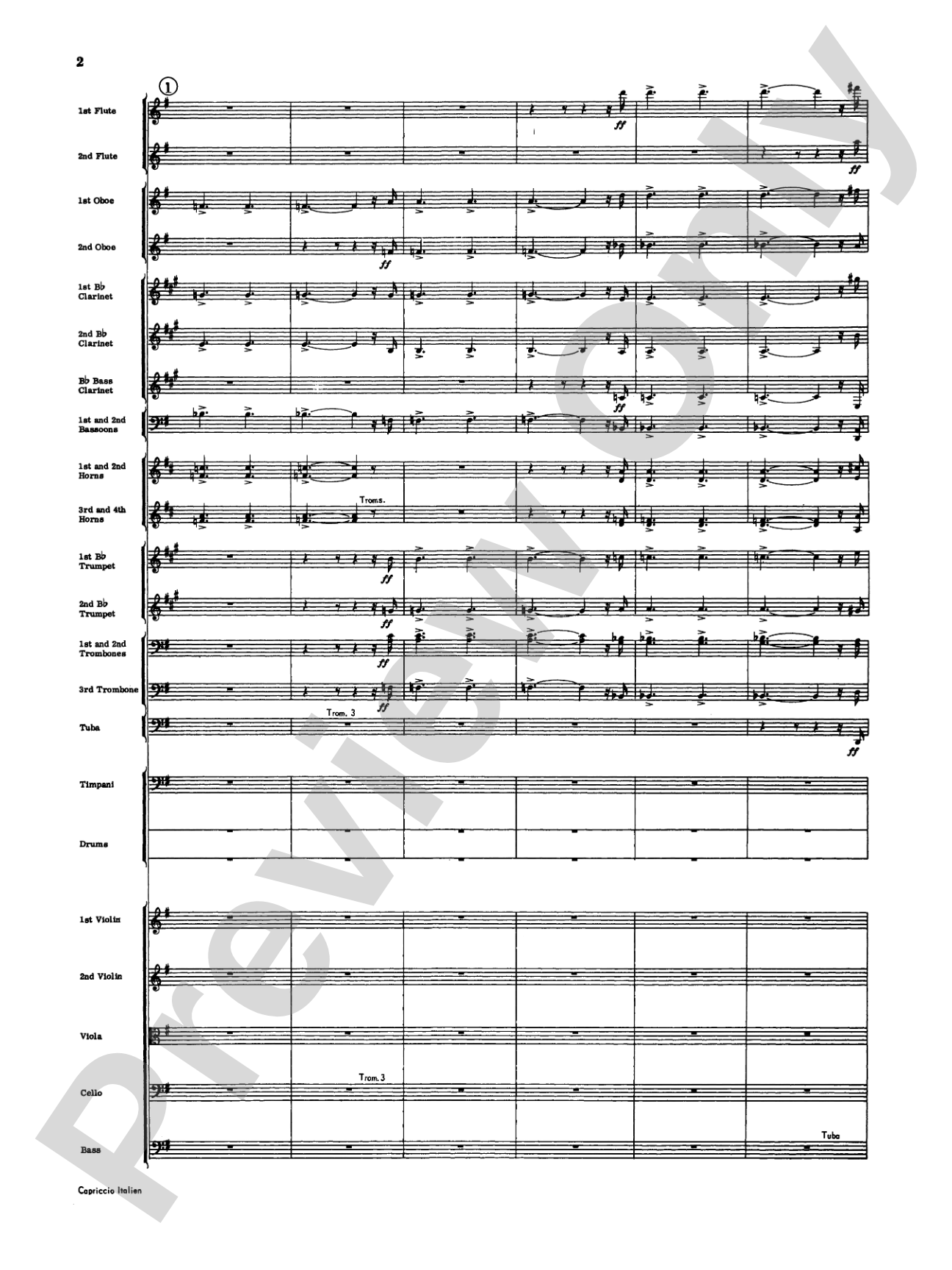 Capriccio Italienne: Full Orchestra Conductor Score & Parts