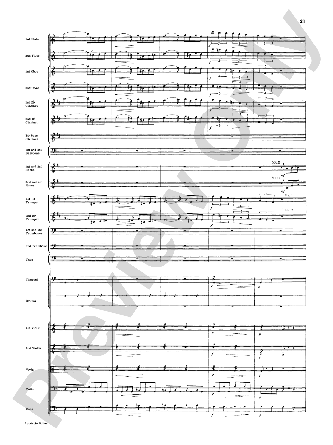 Capriccio Italienne: Full Orchestra Conductor Score & Parts