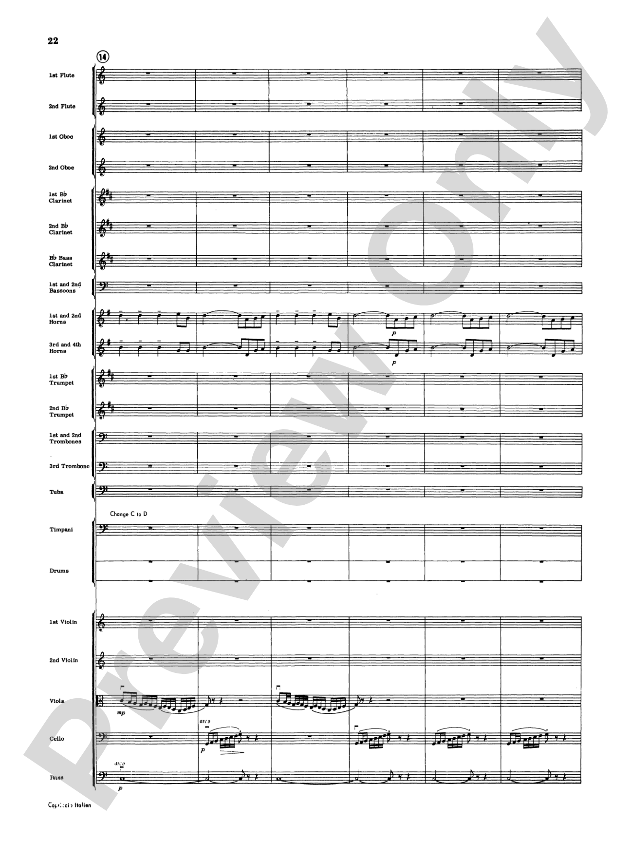 Capriccio Italienne: Full Orchestra Conductor Score & Parts