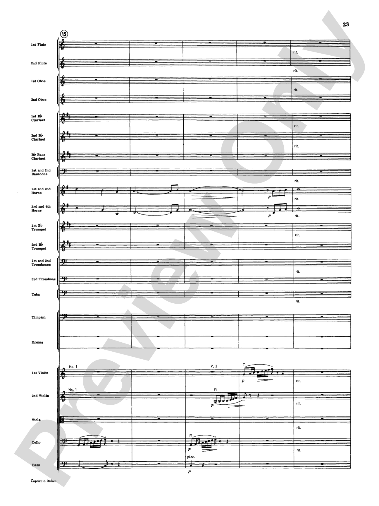 Capriccio Italienne: Full Orchestra Conductor Score & Parts