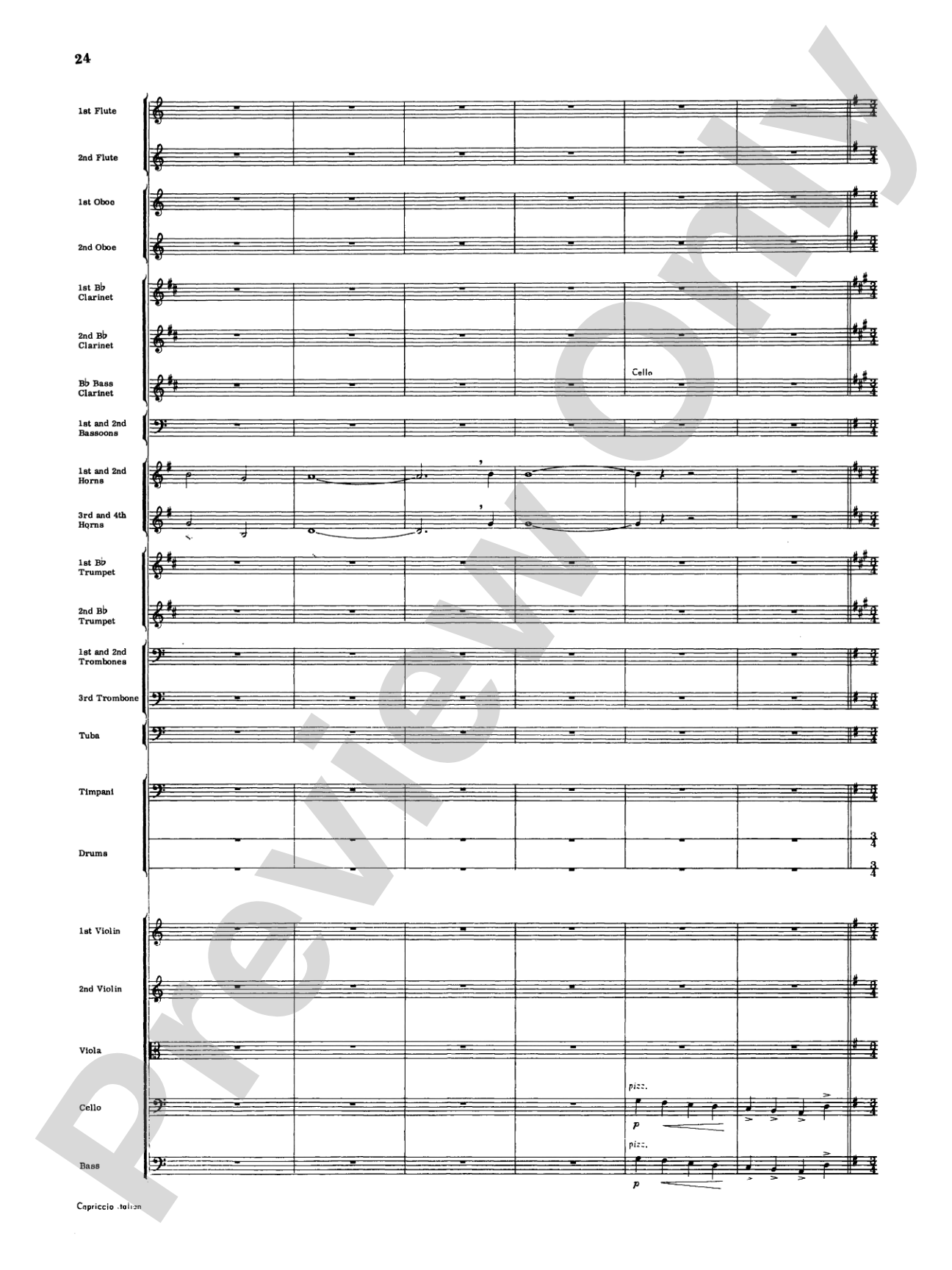 Capriccio Italienne: Full Orchestra Conductor Score & Parts