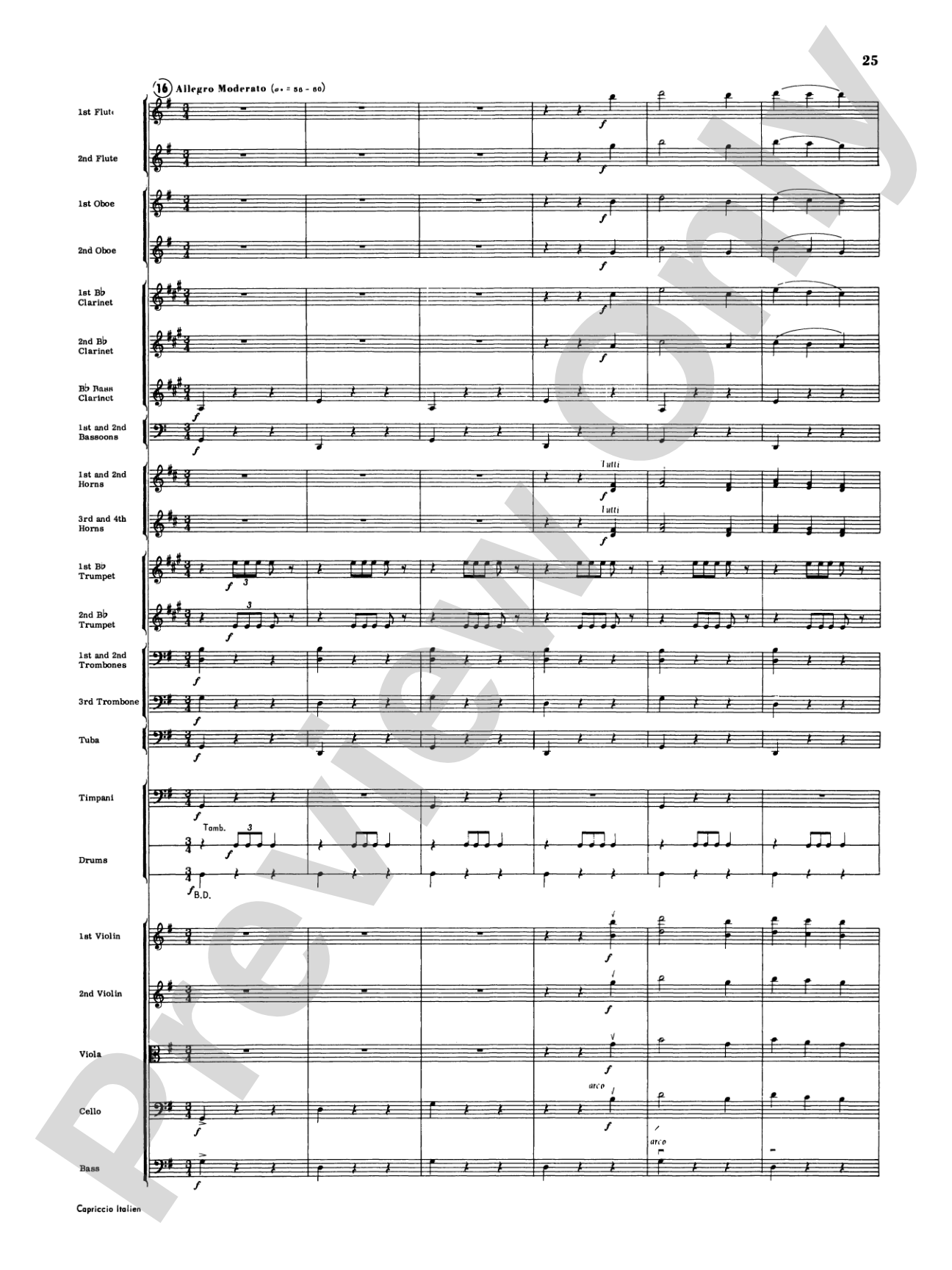 Capriccio Italienne: Full Orchestra Conductor Score & Parts