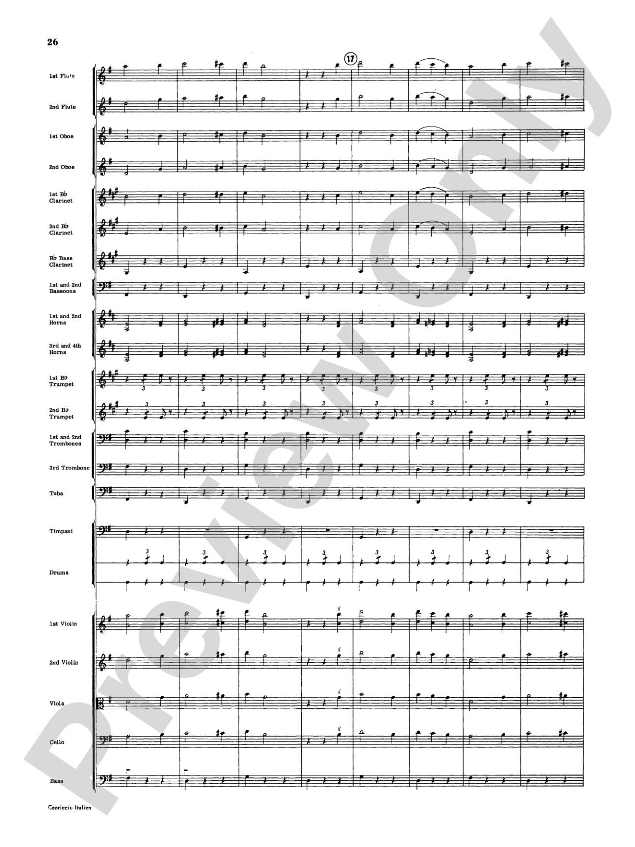 Capriccio Italienne: Full Orchestra Conductor Score & Parts