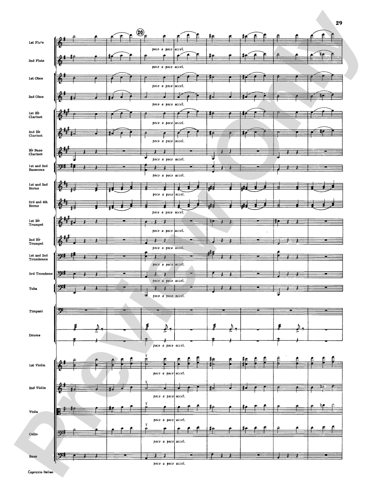 Capriccio Italienne: Full Orchestra Conductor Score & Parts
