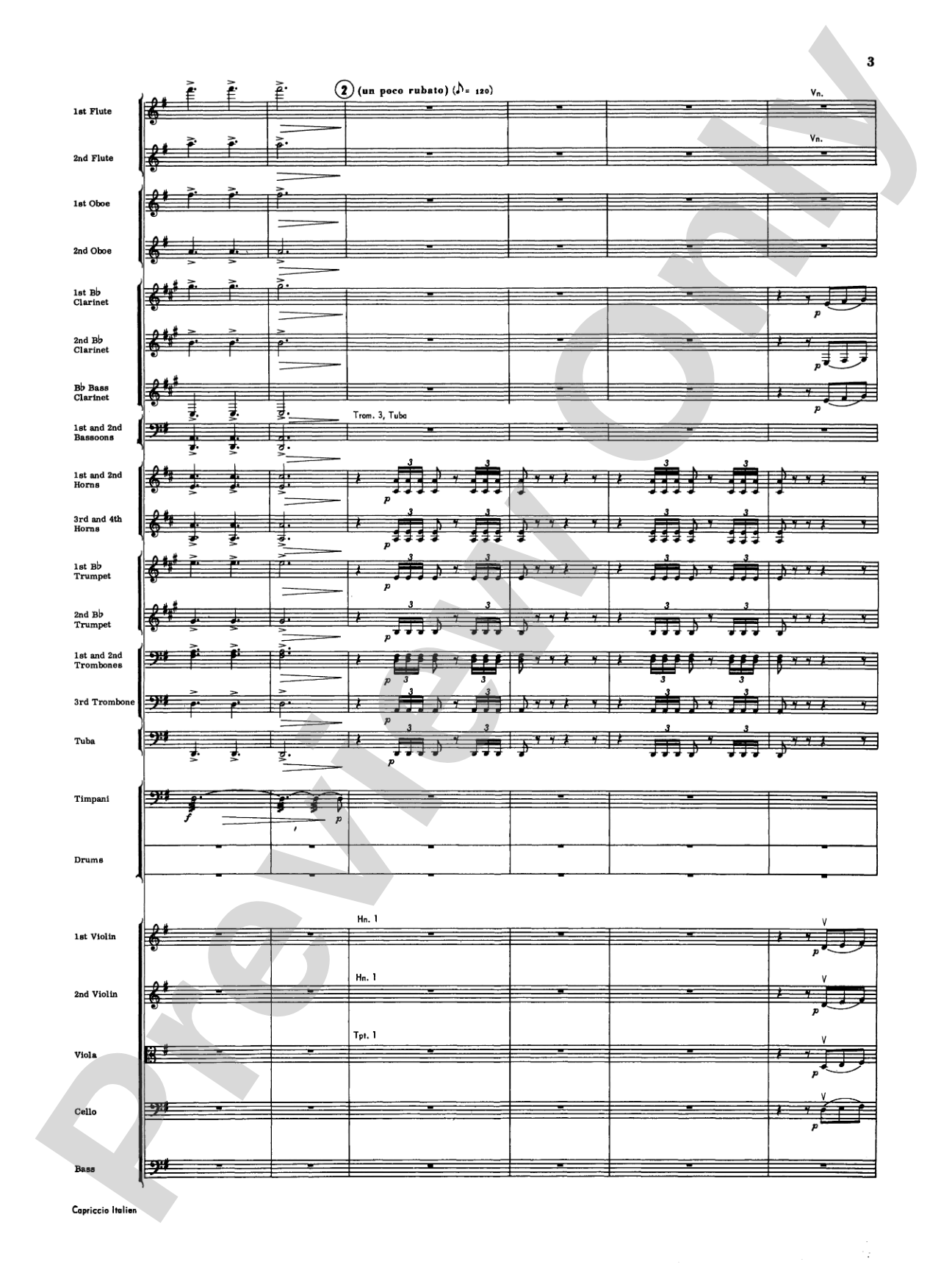 Capriccio Italienne: Full Orchestra Conductor Score & Parts