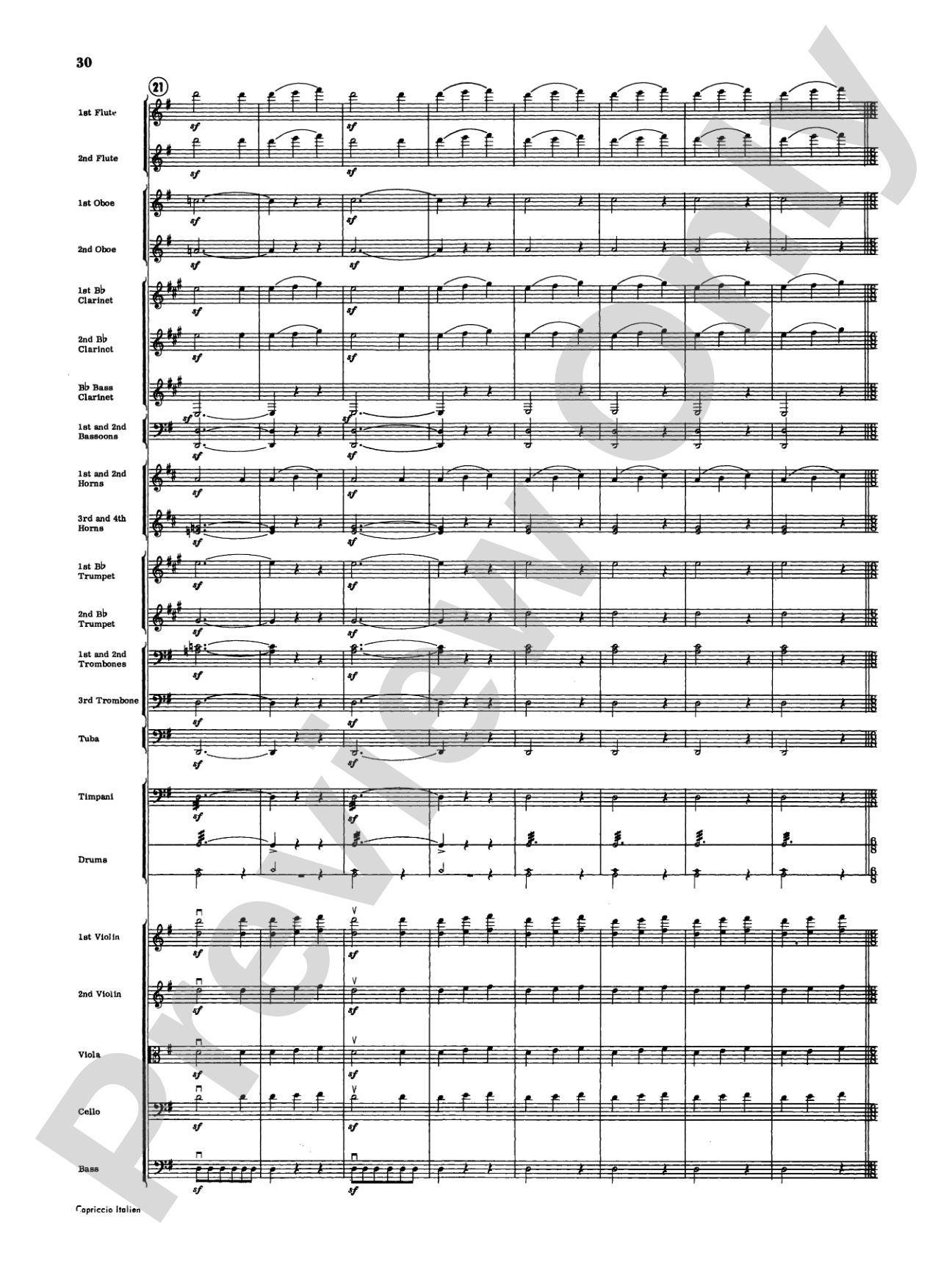 Capriccio Italienne: Full Orchestra Conductor Score & Parts