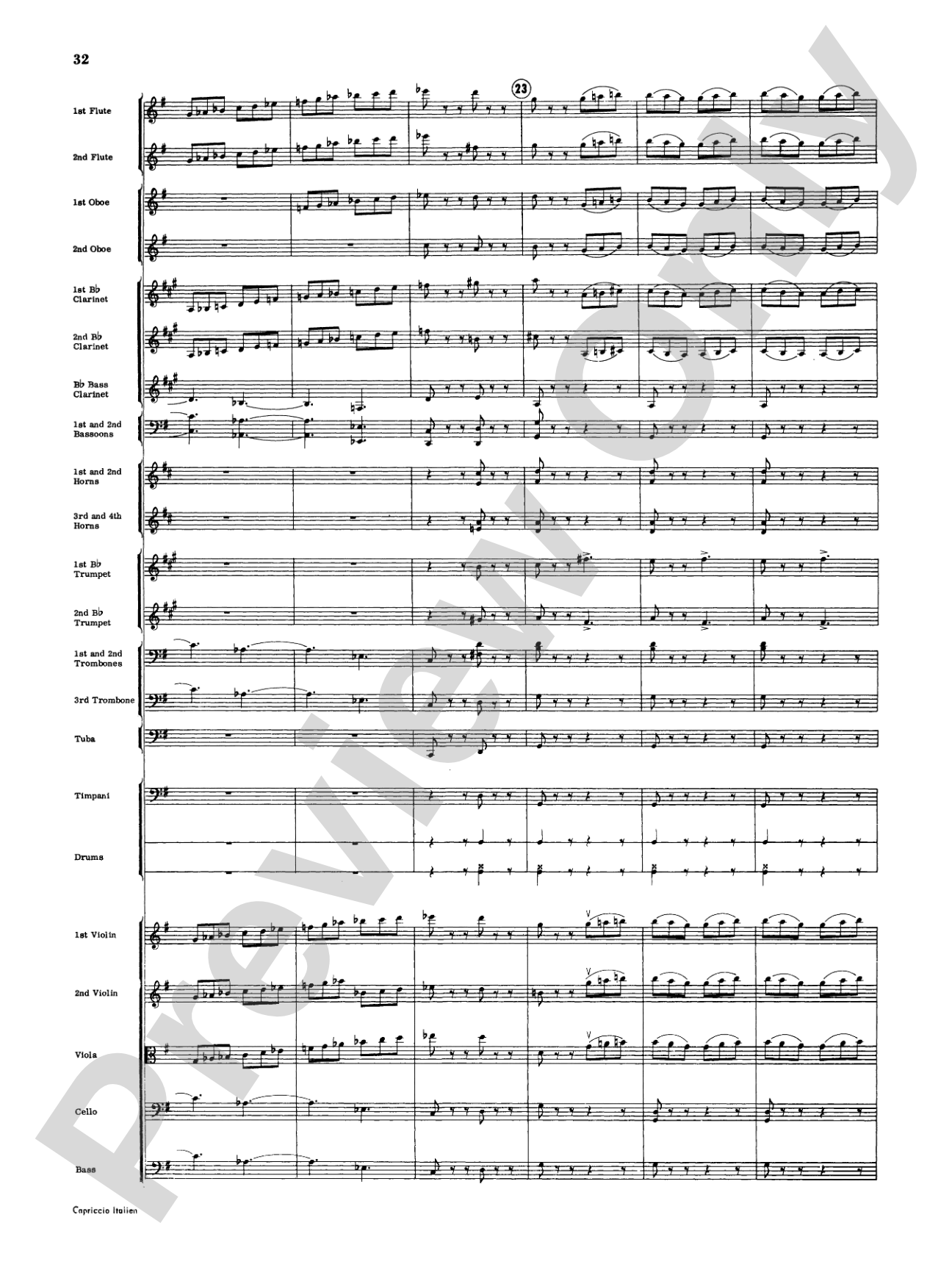 Capriccio Italienne: Full Orchestra Conductor Score & Parts