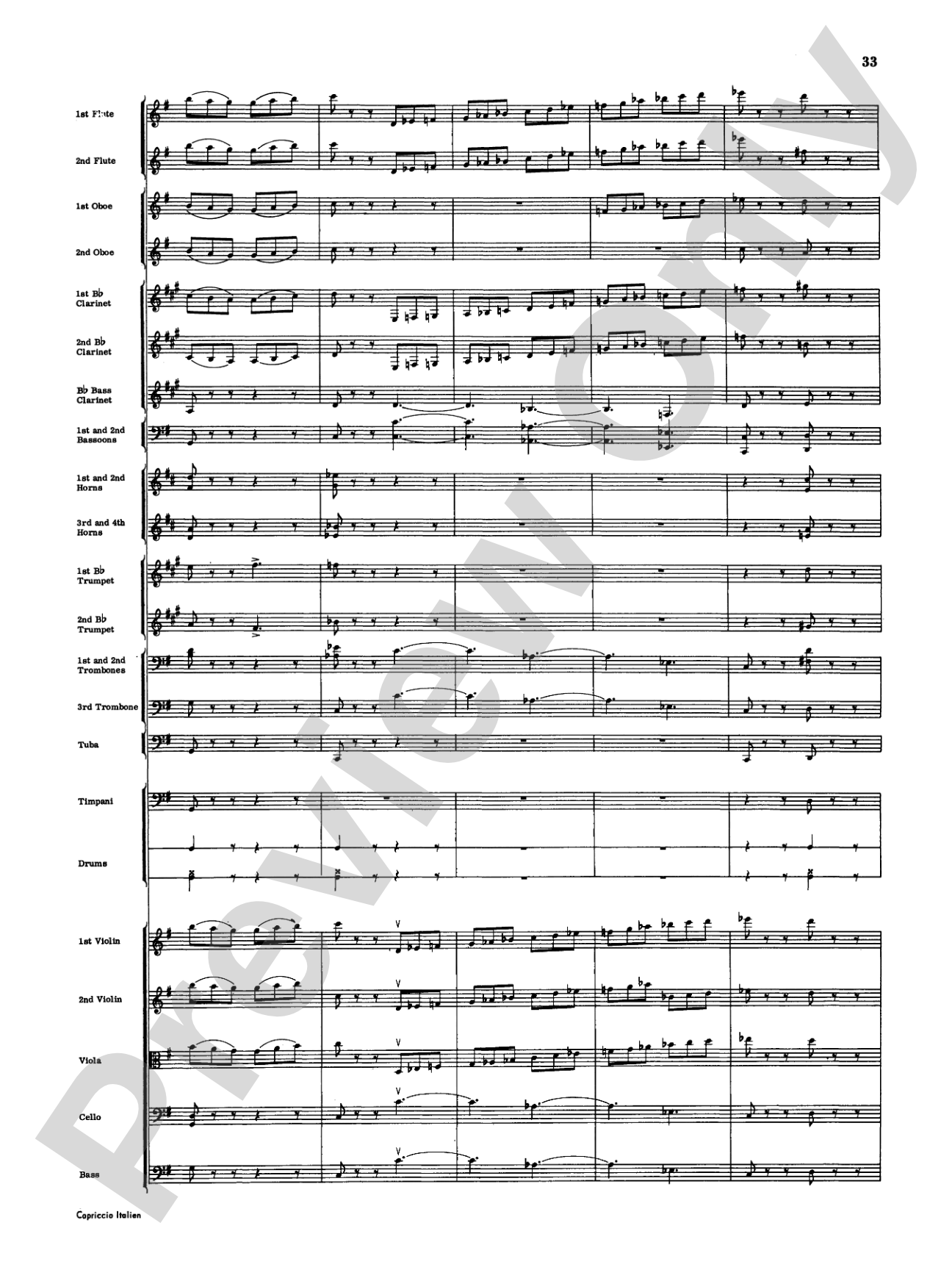 Capriccio Italienne: Full Orchestra Conductor Score & Parts