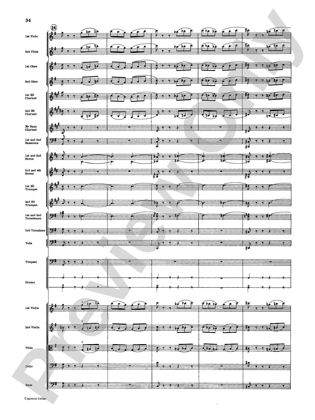 Capriccio Italienne: Full Orchestra Conductor Score & Parts