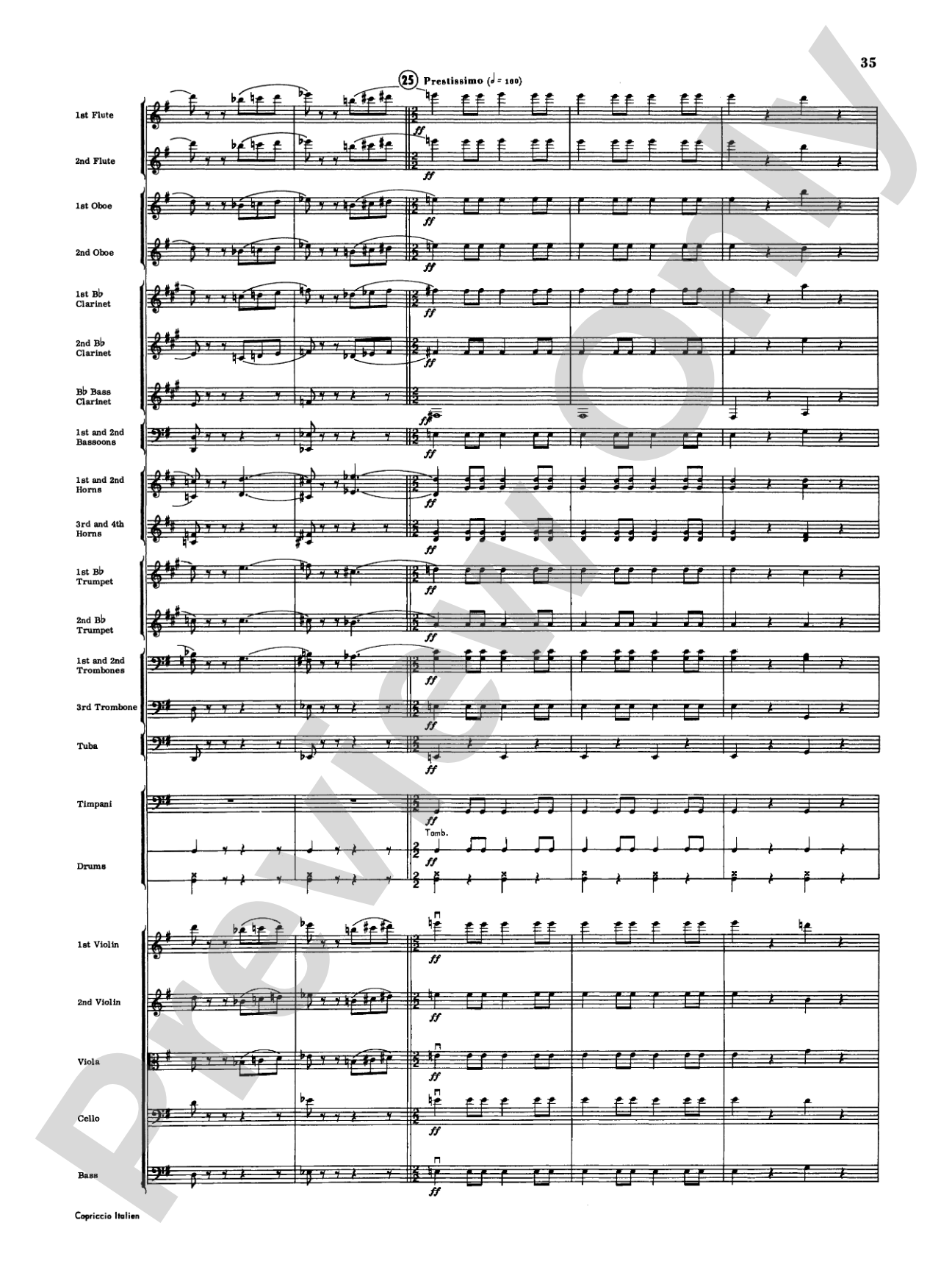 Capriccio Italienne: Full Orchestra Conductor Score & Parts