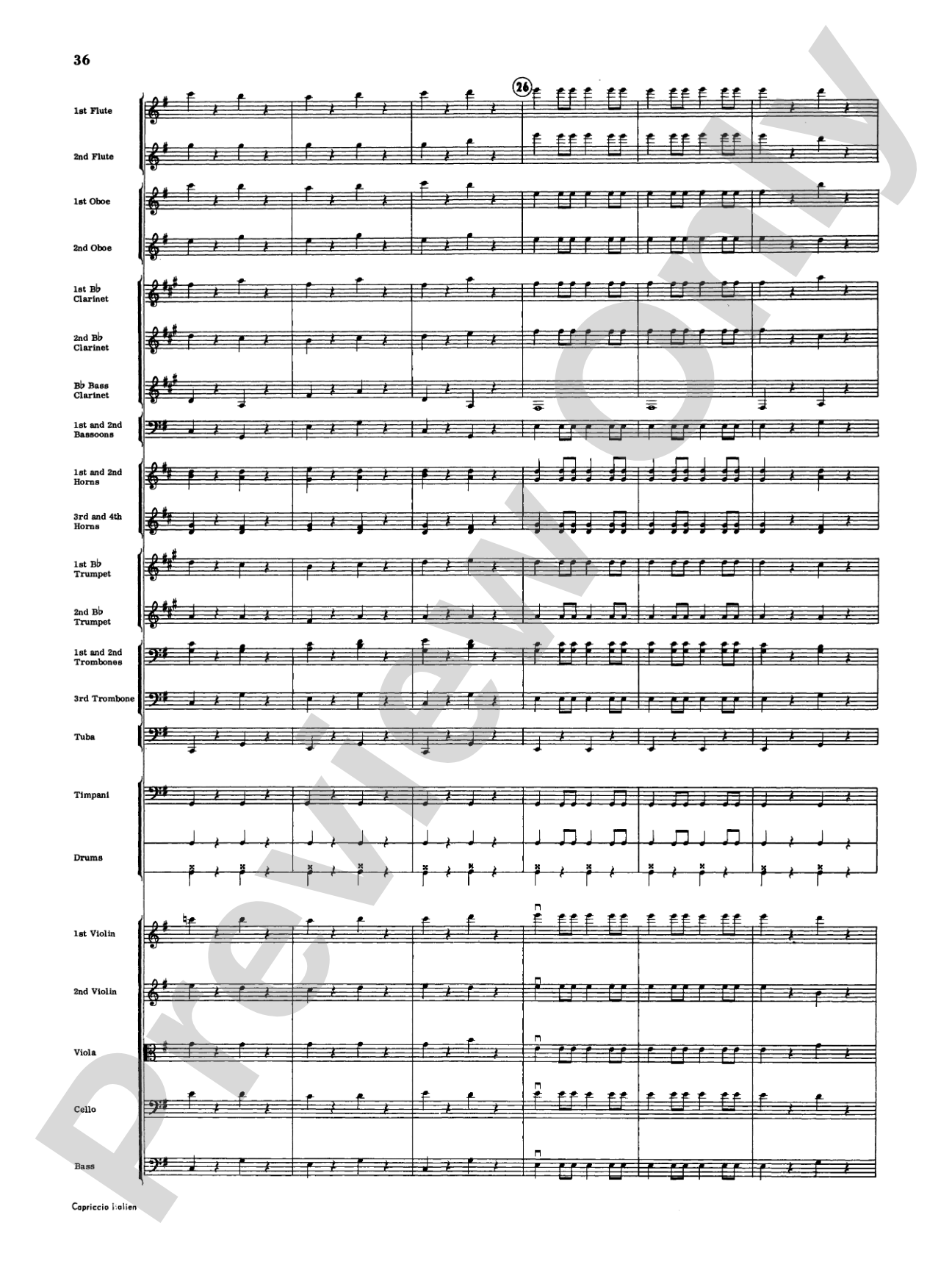 Capriccio Italienne: Full Orchestra Conductor Score & Parts