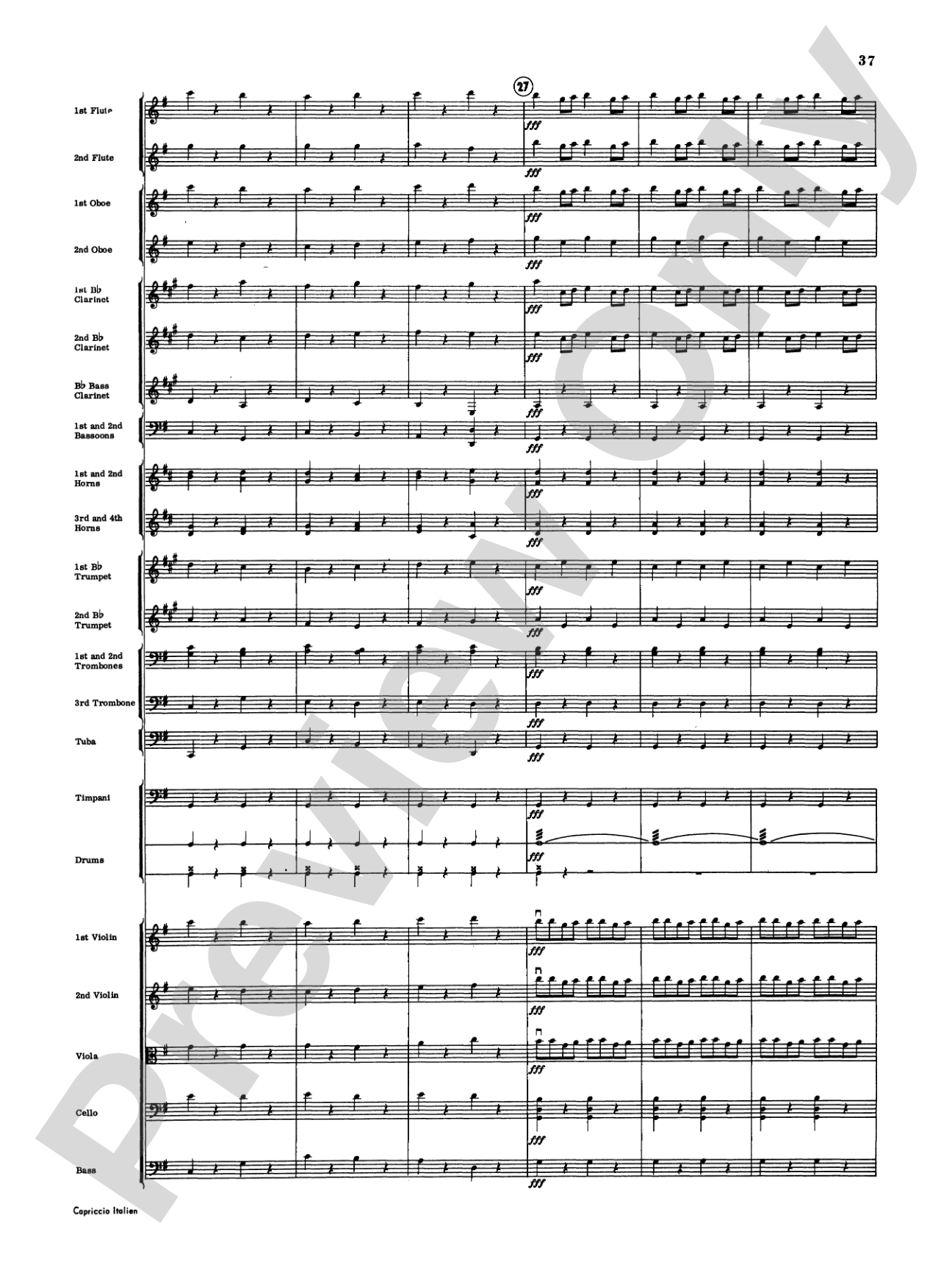 Capriccio Italienne: Full Orchestra Conductor Score & Parts
