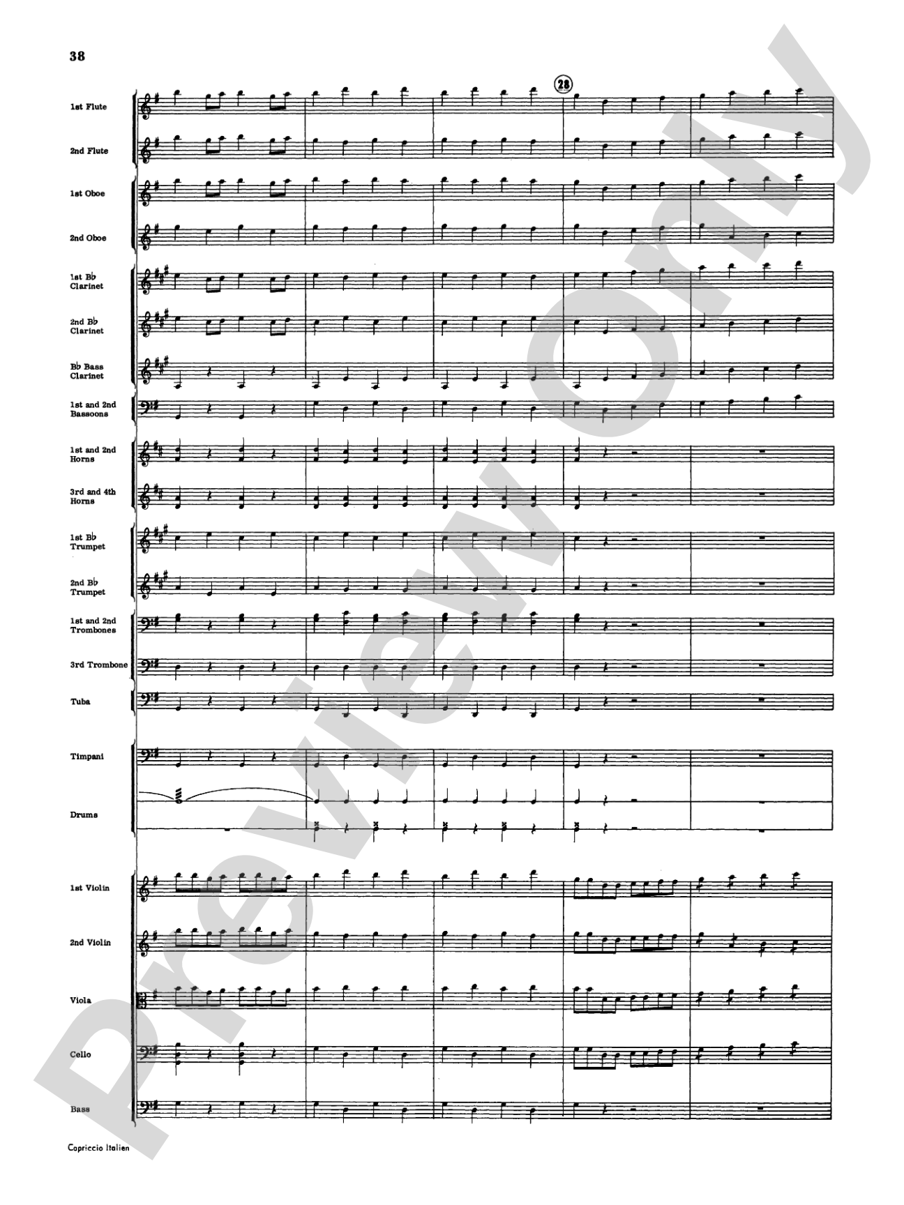 Capriccio Italienne: Full Orchestra Conductor Score & Parts