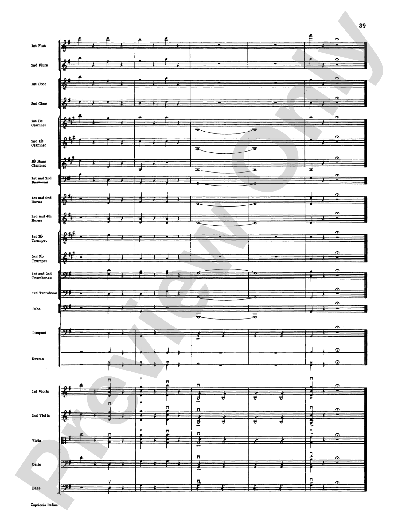 Capriccio Italienne: Full Orchestra Conductor Score & Parts