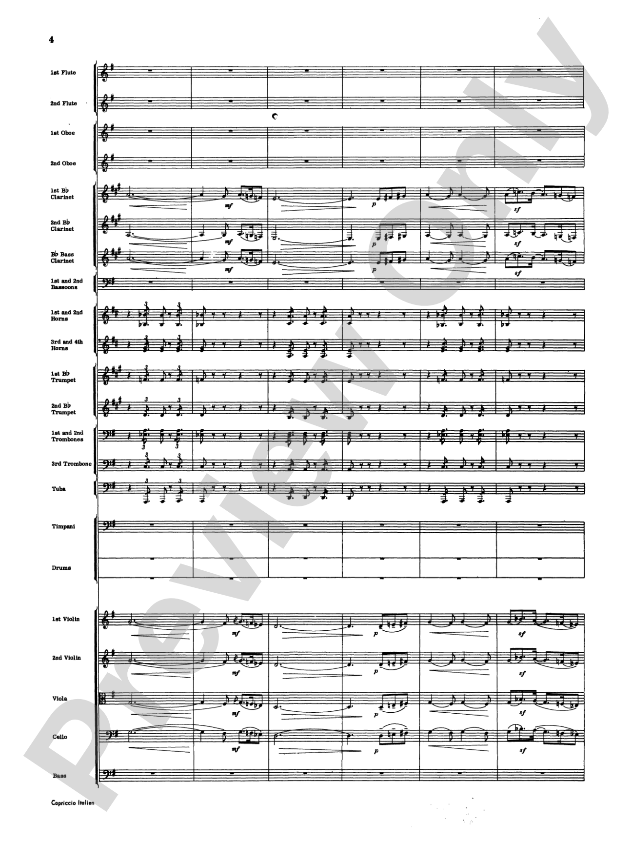 Capriccio Italienne: Full Orchestra Conductor Score & Parts