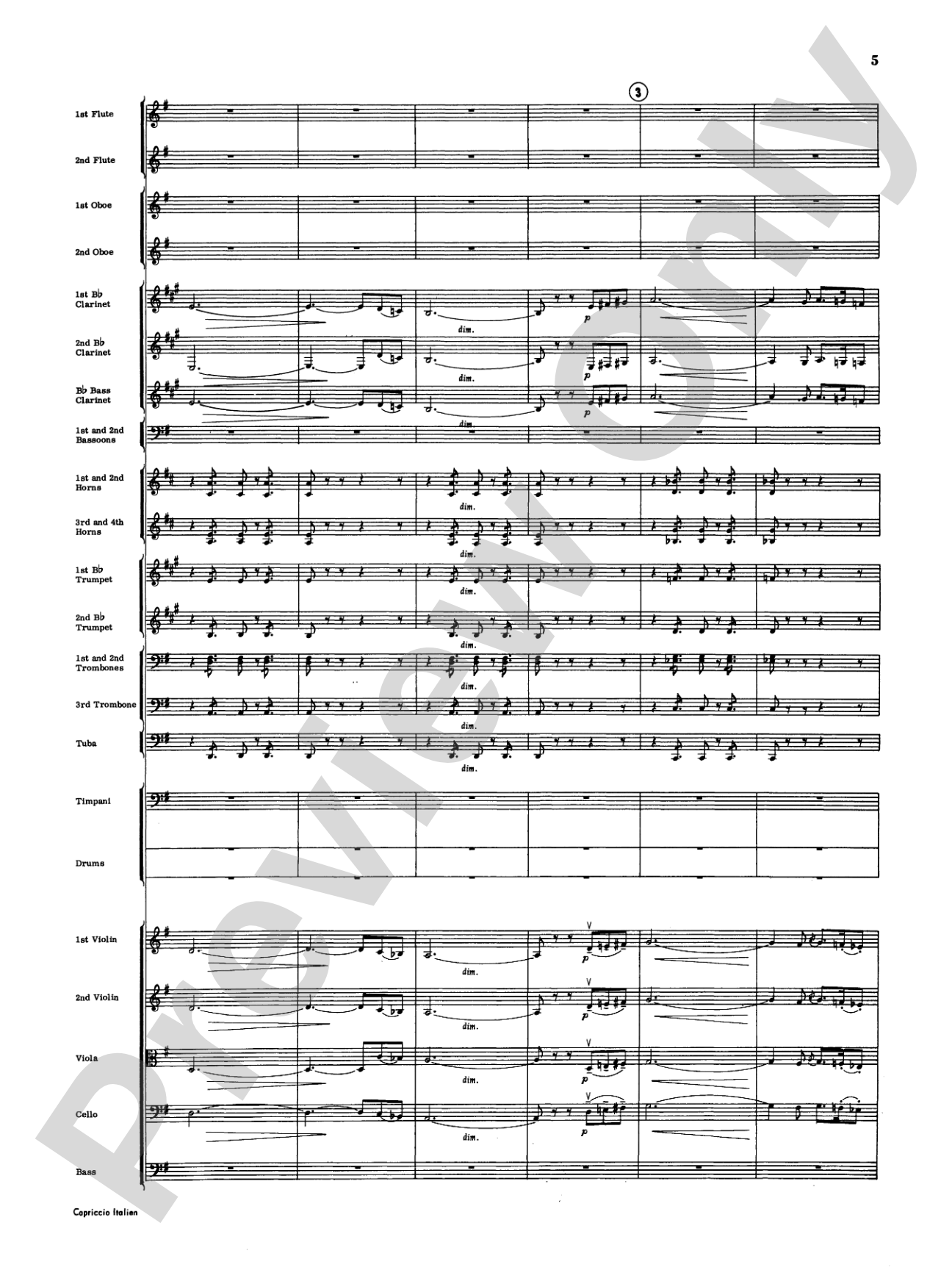 Capriccio Italienne: Full Orchestra Conductor Score & Parts