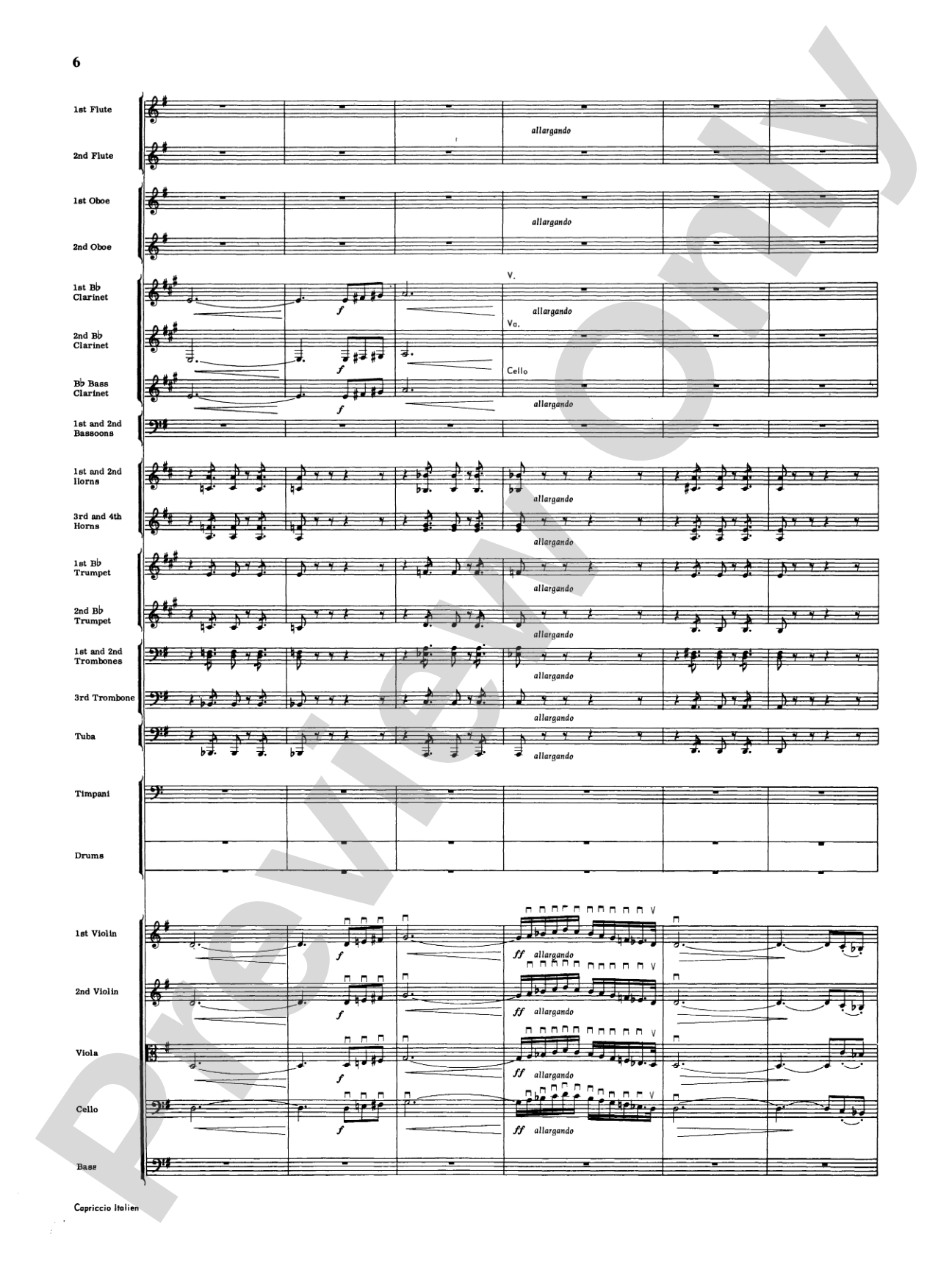 Capriccio Italienne: Full Orchestra Conductor Score & Parts