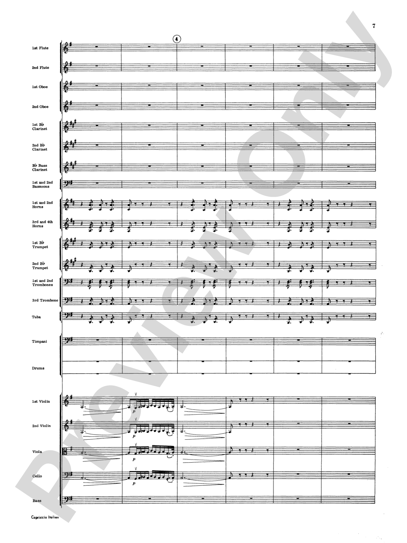 Capriccio Italienne: Full Orchestra Conductor Score & Parts