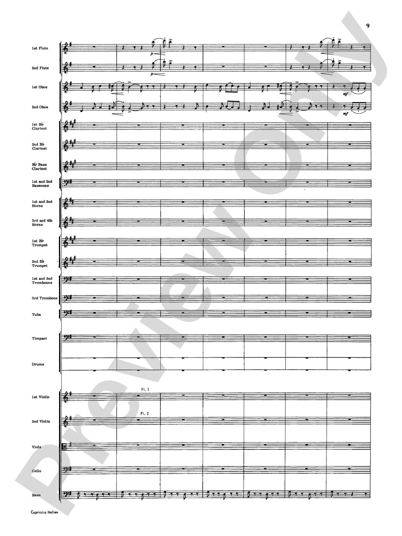 Capriccio Italienne: Full Orchestra Conductor Score & Parts