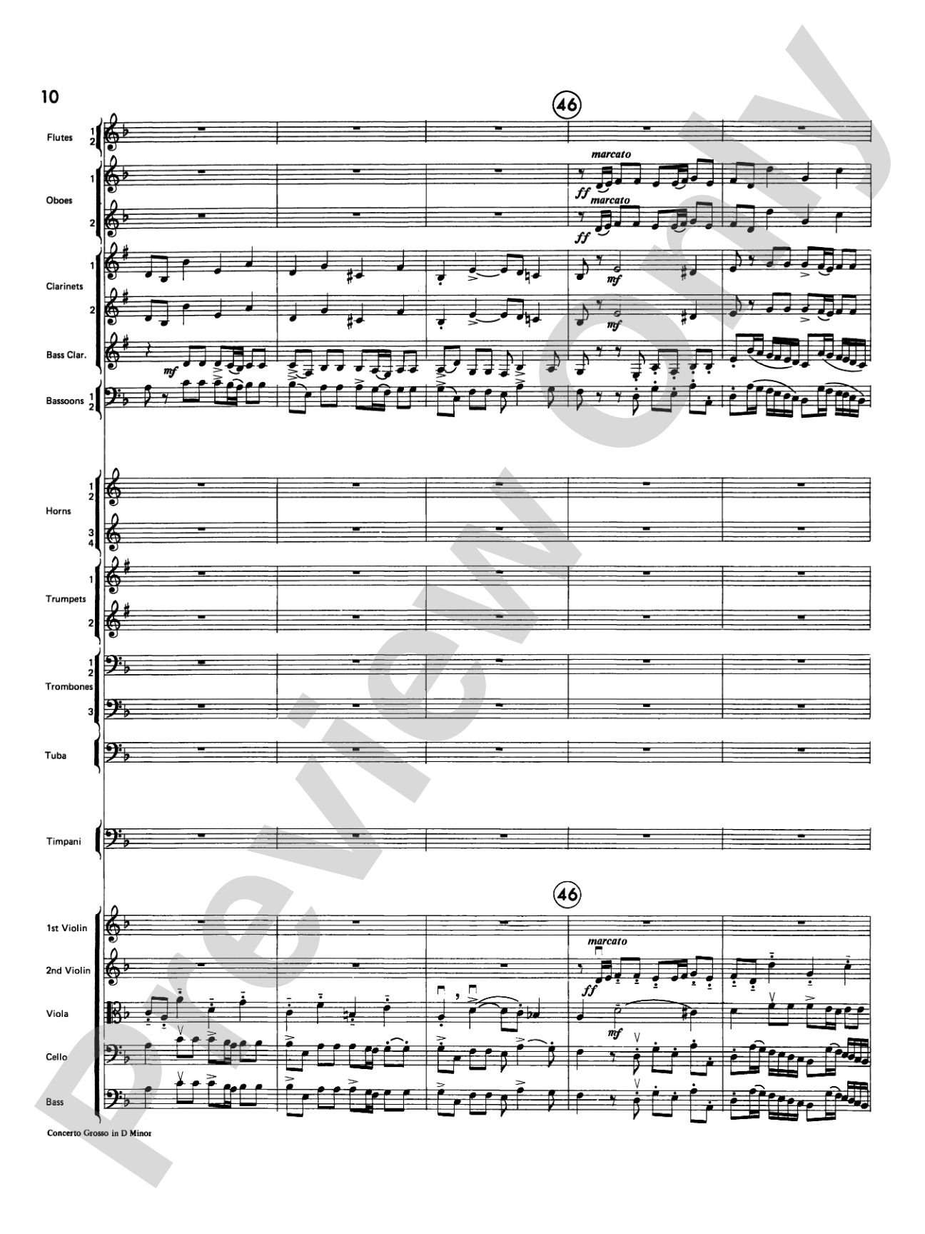 Concerto Grosso in D Minor: Full Orchestra Conductor Score & Parts