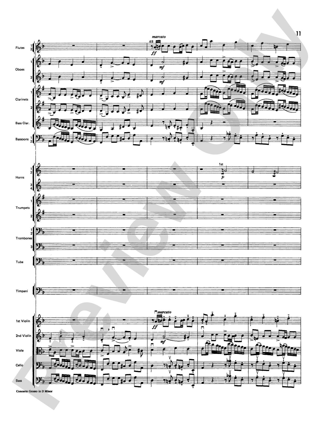 Concerto Grosso in D Minor: Full Orchestra Conductor Score & Parts