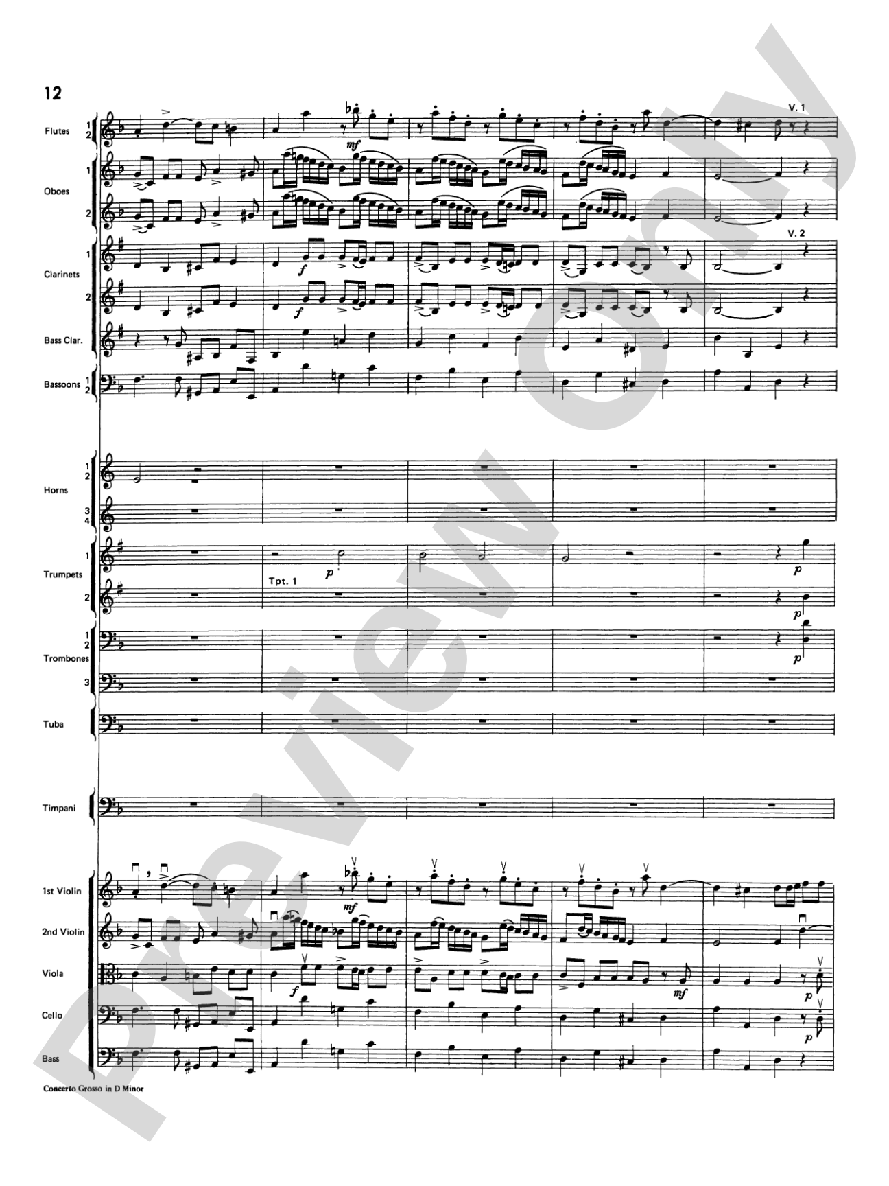 Concerto Grosso in D Minor: Full Orchestra Conductor Score & Parts