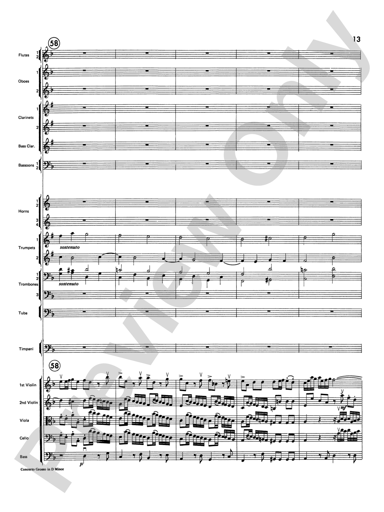 Concerto Grosso in D Minor: Full Orchestra Conductor Score & Parts