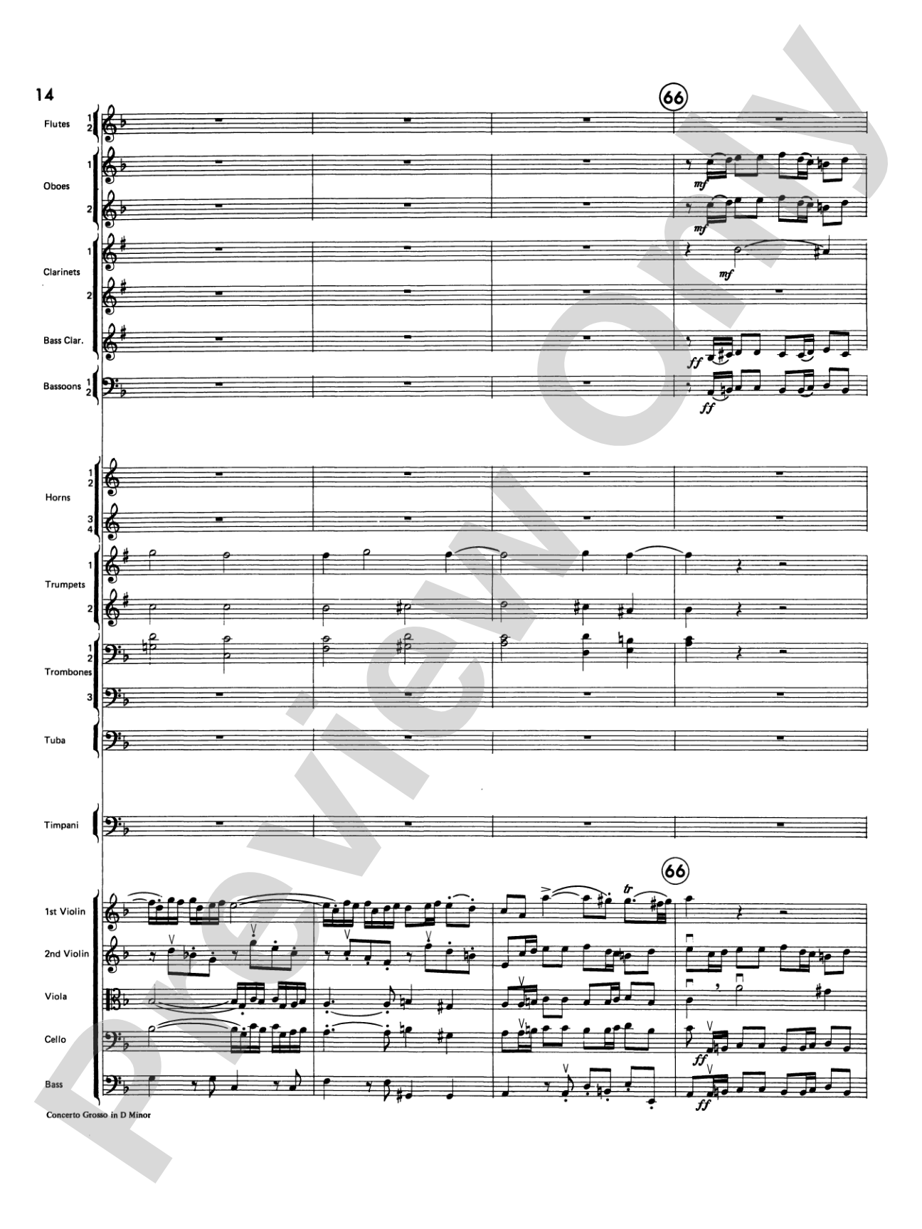 Concerto Grosso in D Minor: Full Orchestra Conductor Score & Parts