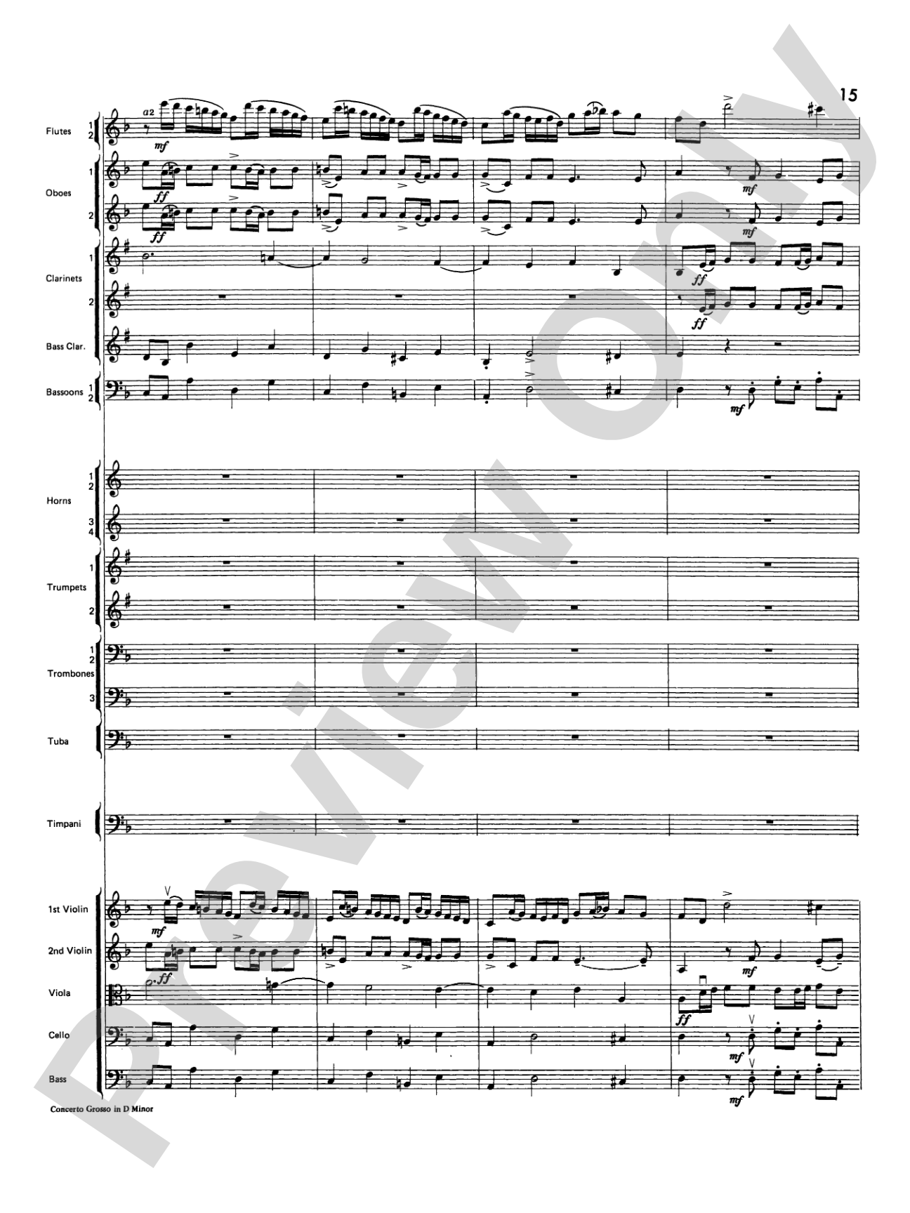 Concerto Grosso in D Minor: Full Orchestra Conductor Score & Parts