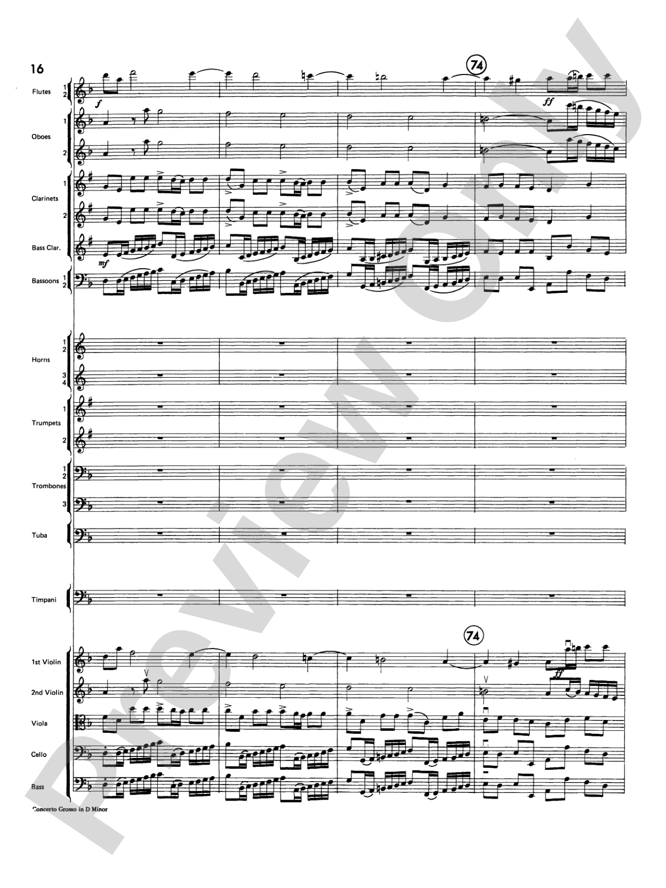 Concerto Grosso in D Minor: Full Orchestra Conductor Score & Parts