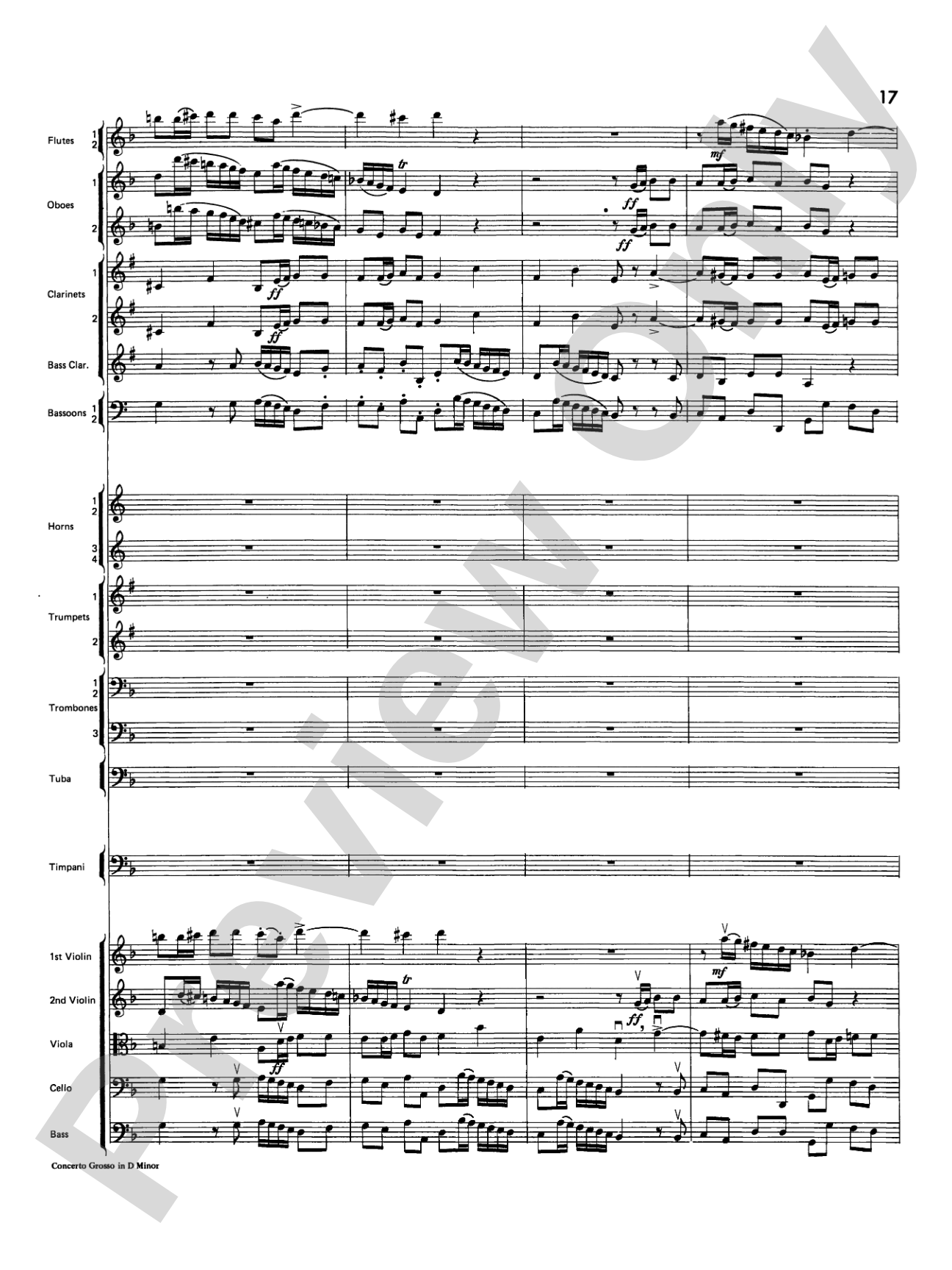 Concerto Grosso in D Minor: Full Orchestra Conductor Score & Parts