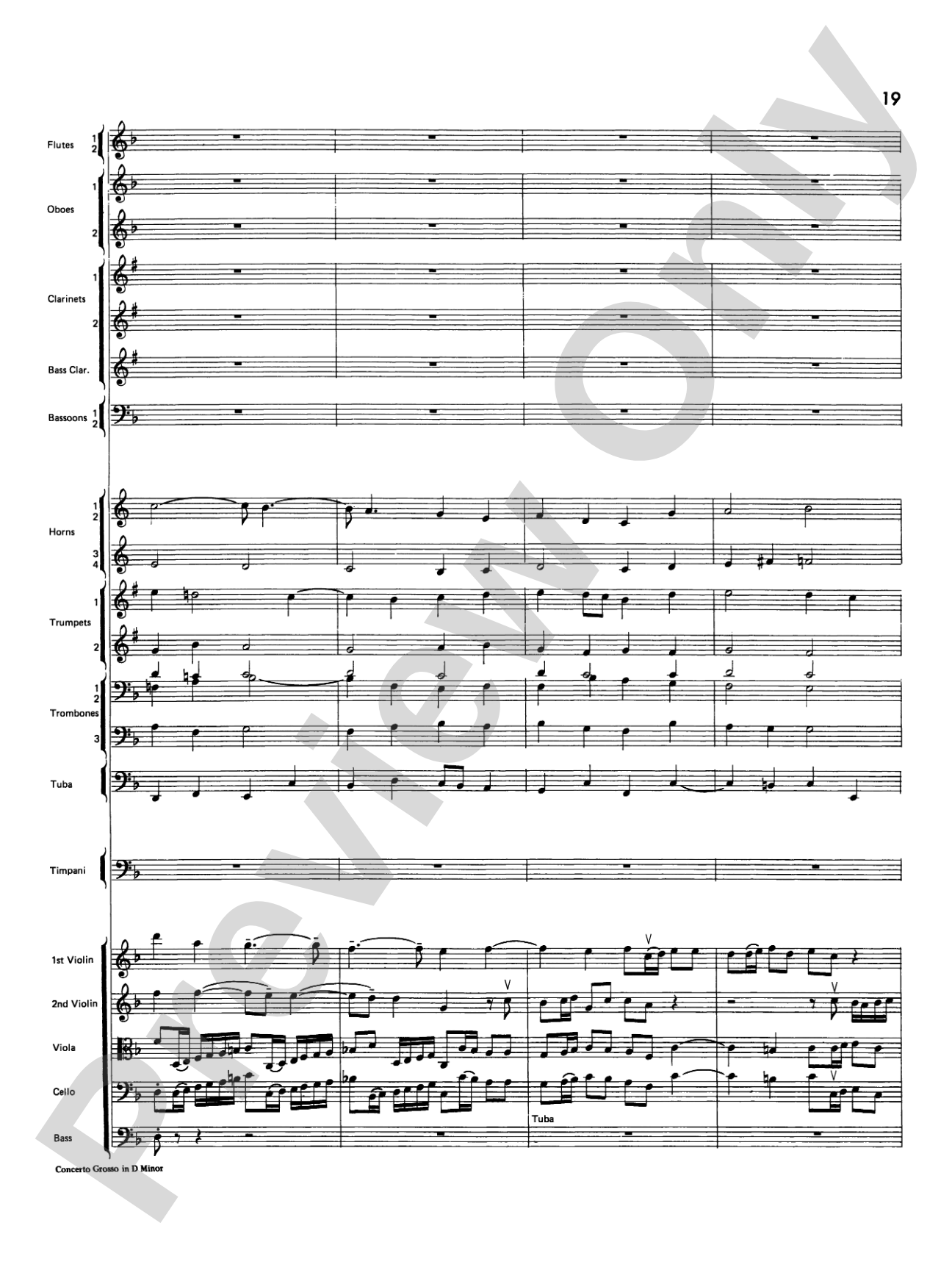 Concerto Grosso in D Minor: Full Orchestra Conductor Score & Parts
