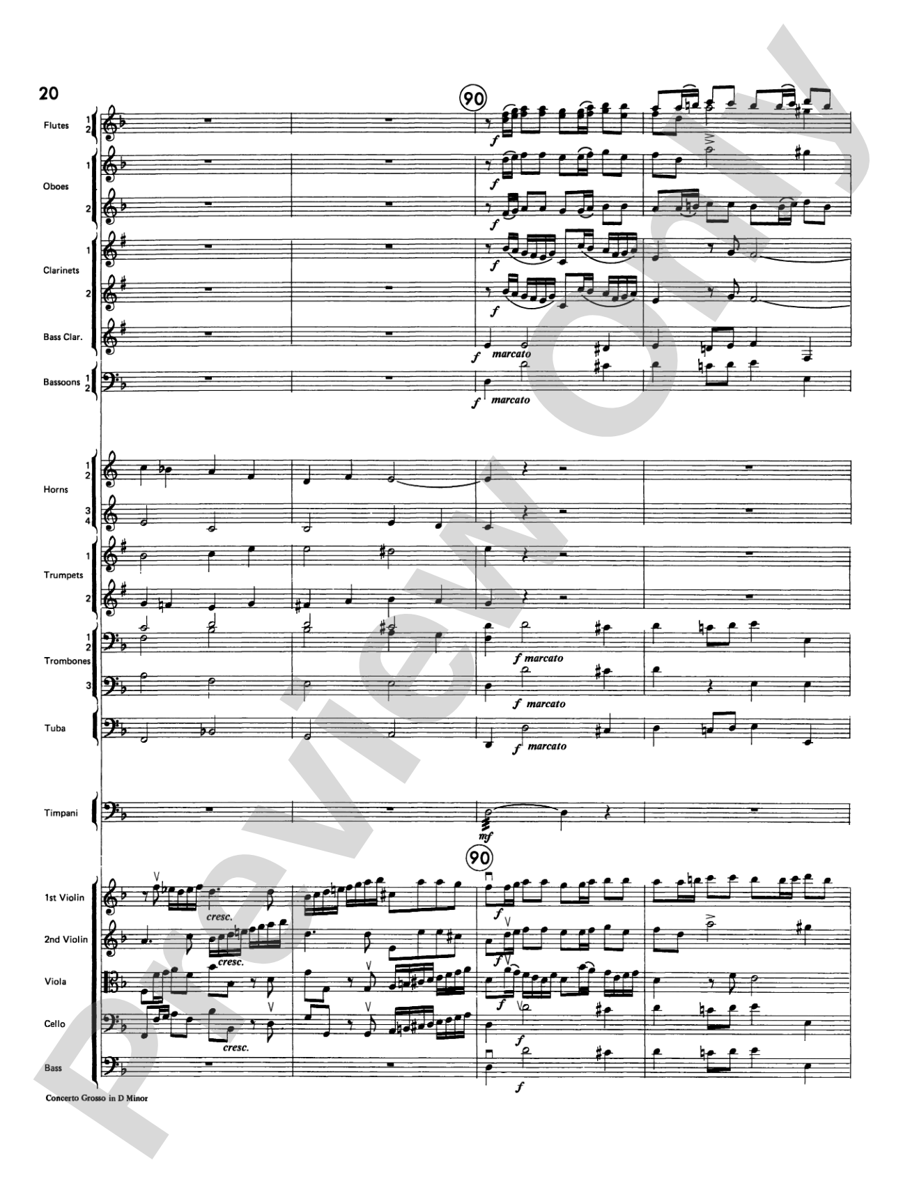Concerto Grosso in D Minor: Full Orchestra Conductor Score & Parts