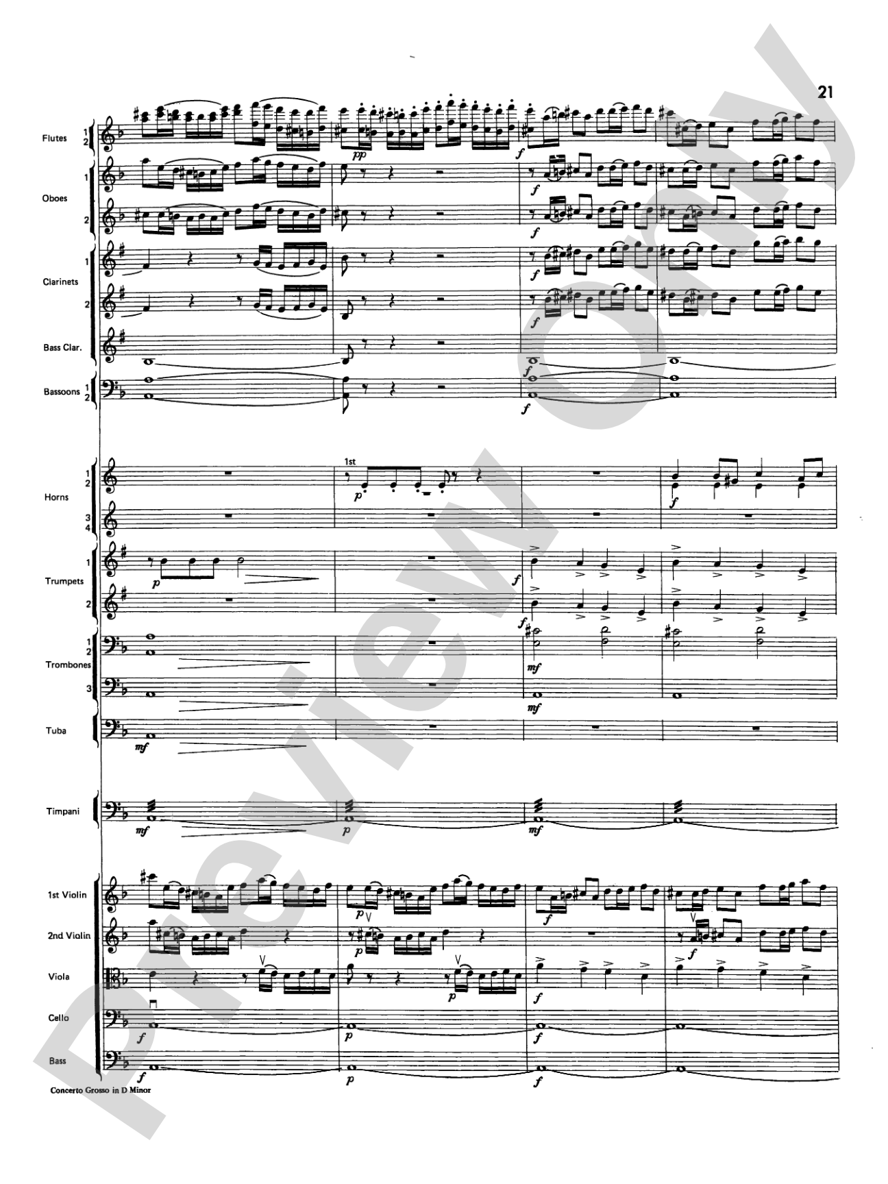 Concerto Grosso in D Minor: Full Orchestra Conductor Score & Parts