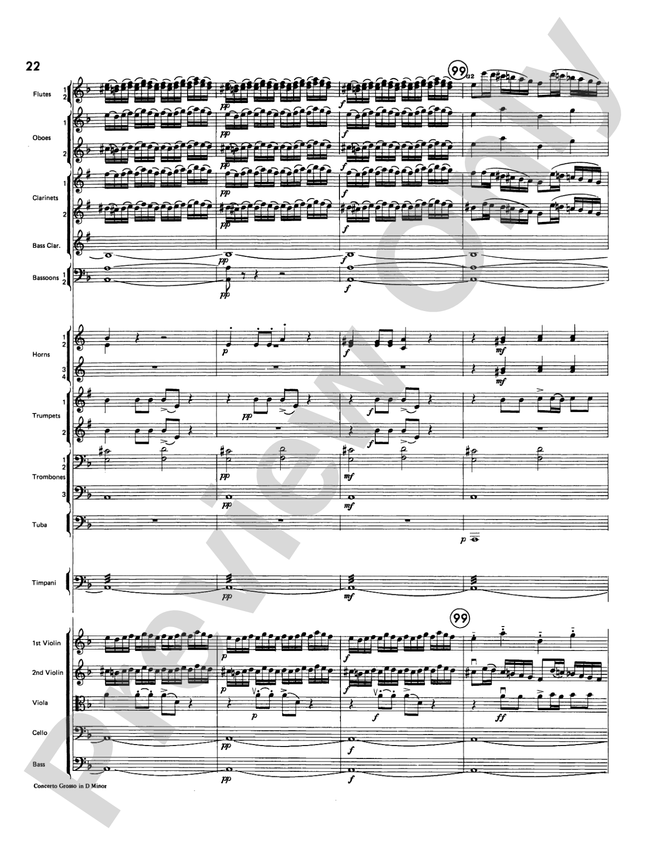 Concerto Grosso in D Minor: Full Orchestra Conductor Score & Parts